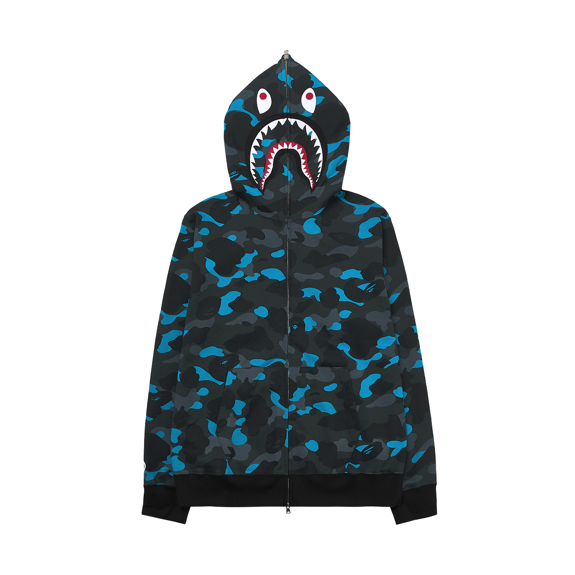 베이프 x 헬리녹스 15주년 샤크 풀 집 후드 블랙(BAPE x Helinox 15th Anniversary Shark Full Zip Hoodie Black)