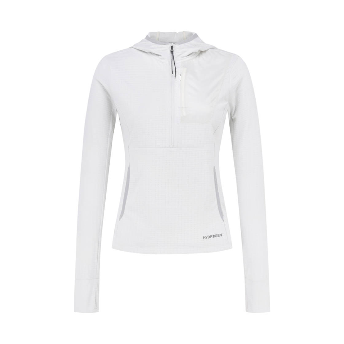 H21D3TR102 HYDROGEN Women's Trail Running Long-Sleeve Hoodie T-Shirt Ivory