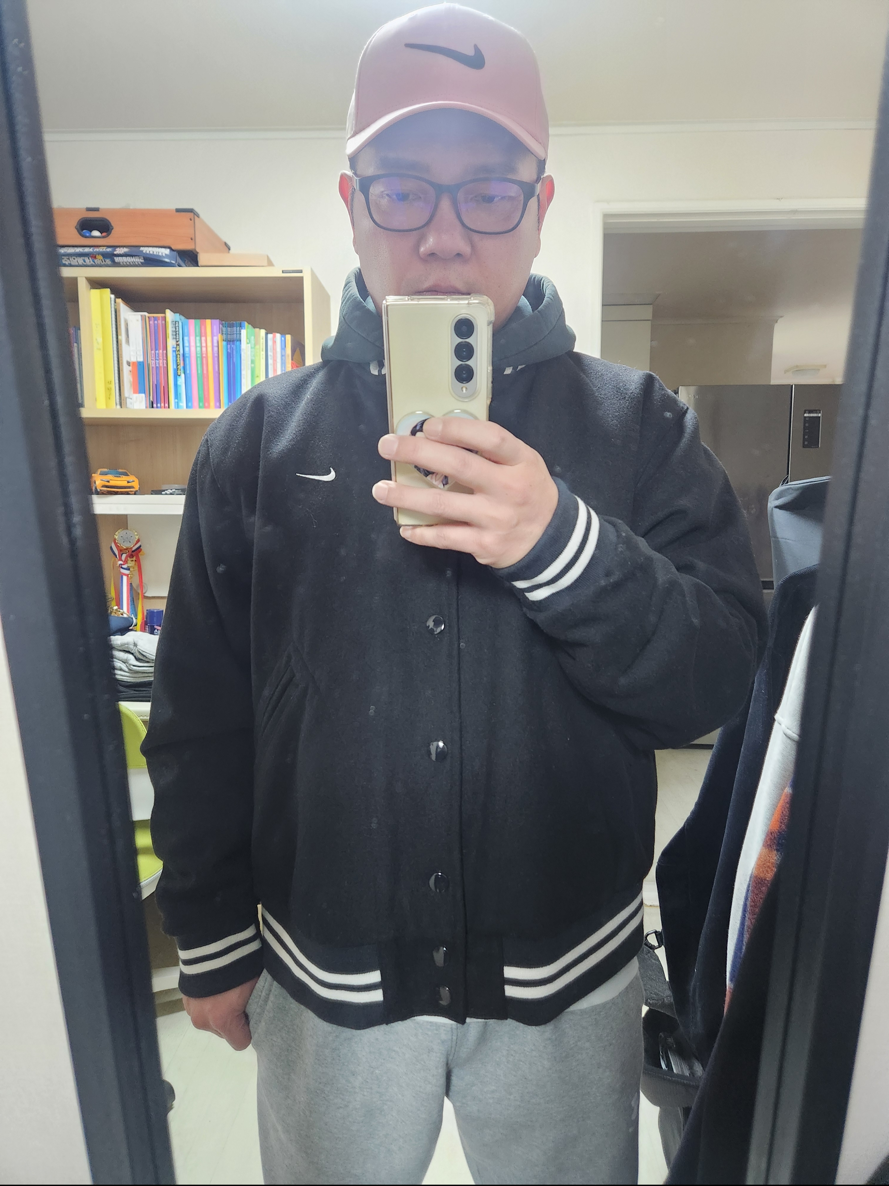 Nike NSW Authentics Varsity Jacket Black - Asia 착용 스타일