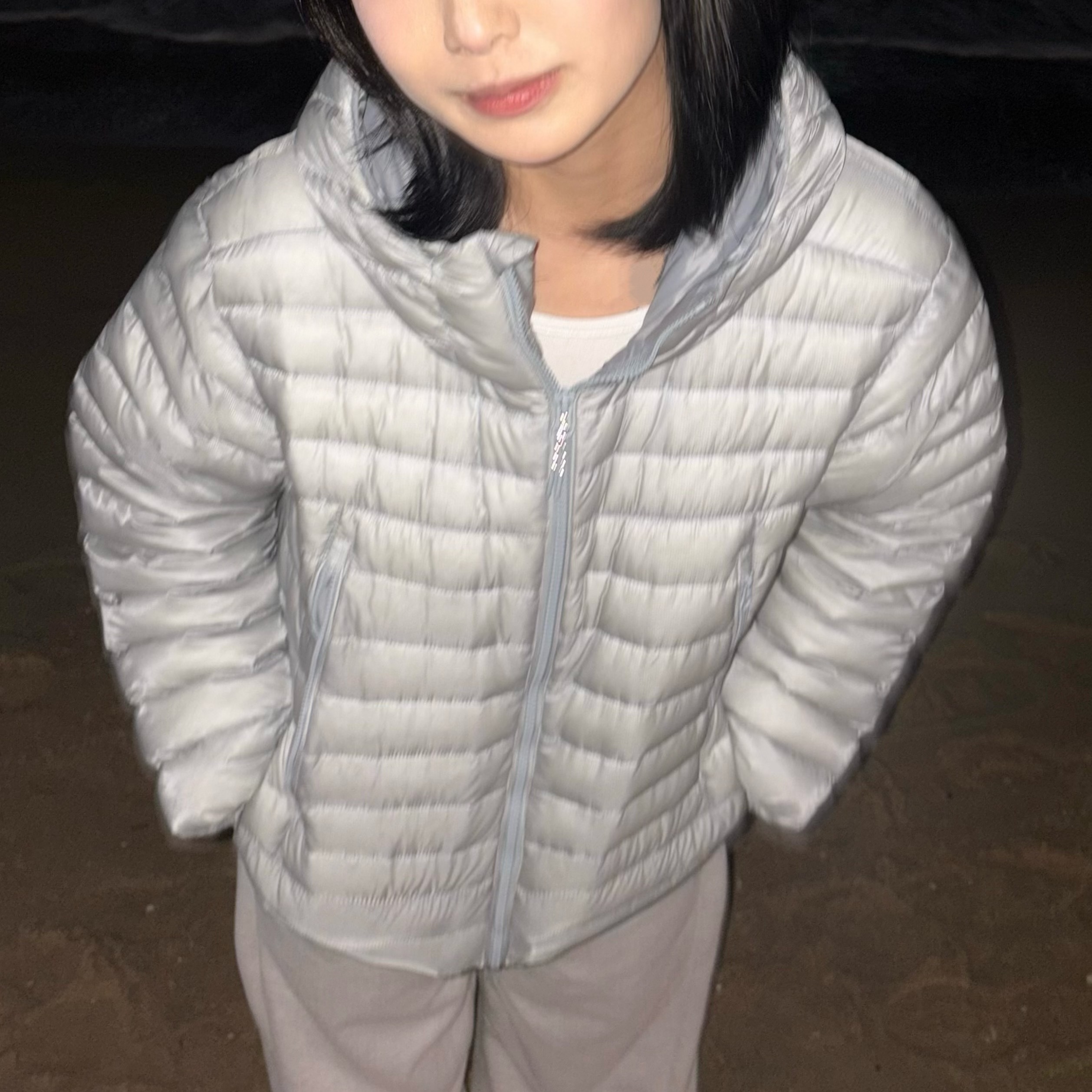 Musinsa Standard City Leisure Sheer Ripstop Hooded Light Down Jacket Cloudy Blue 착용 스타일 - 1