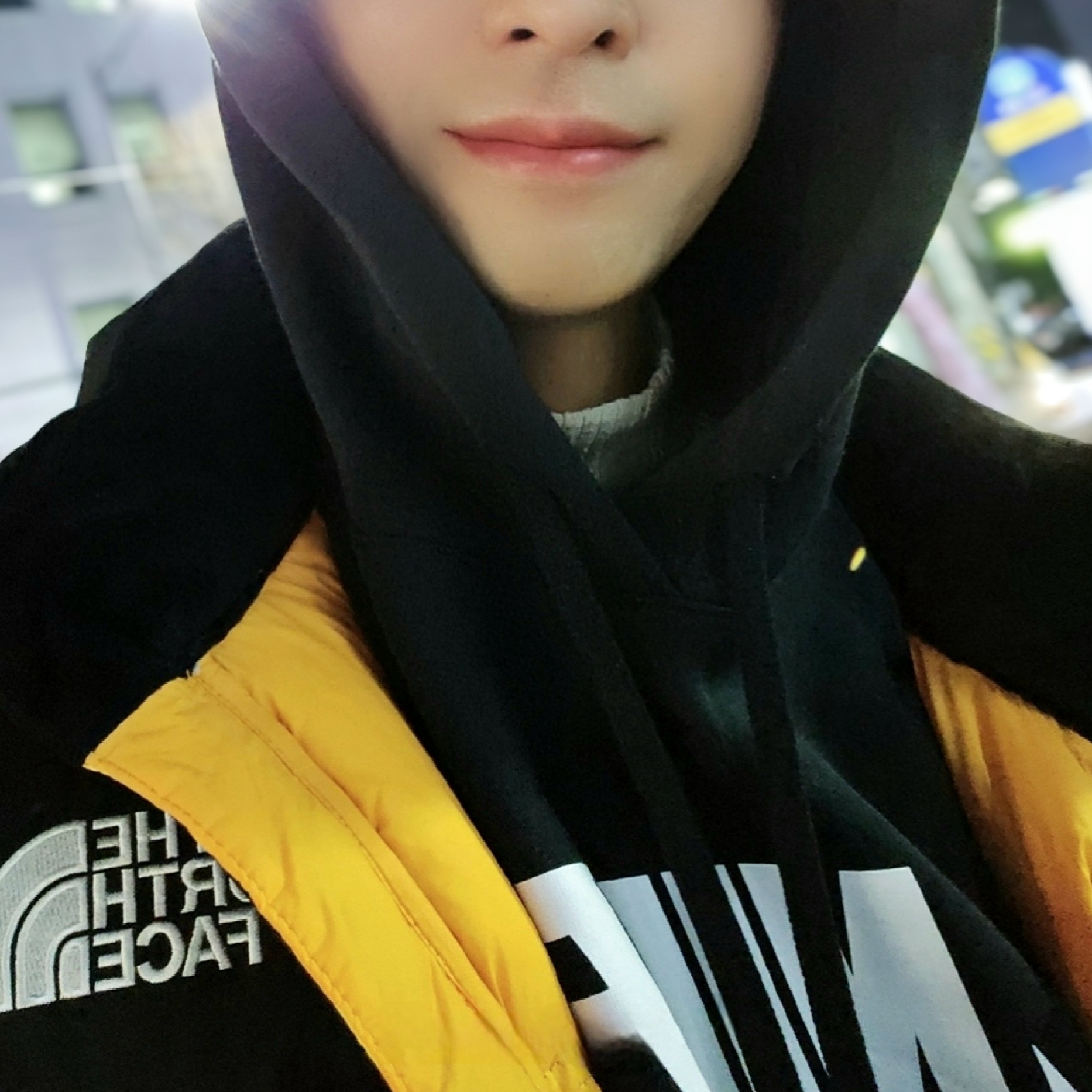 The North Face White Label Novelty Nuptse Down Jacket P Yellow, The North Face White Label Novelty Nuptse Down Jacket Cream 착용 스타일 - 4
