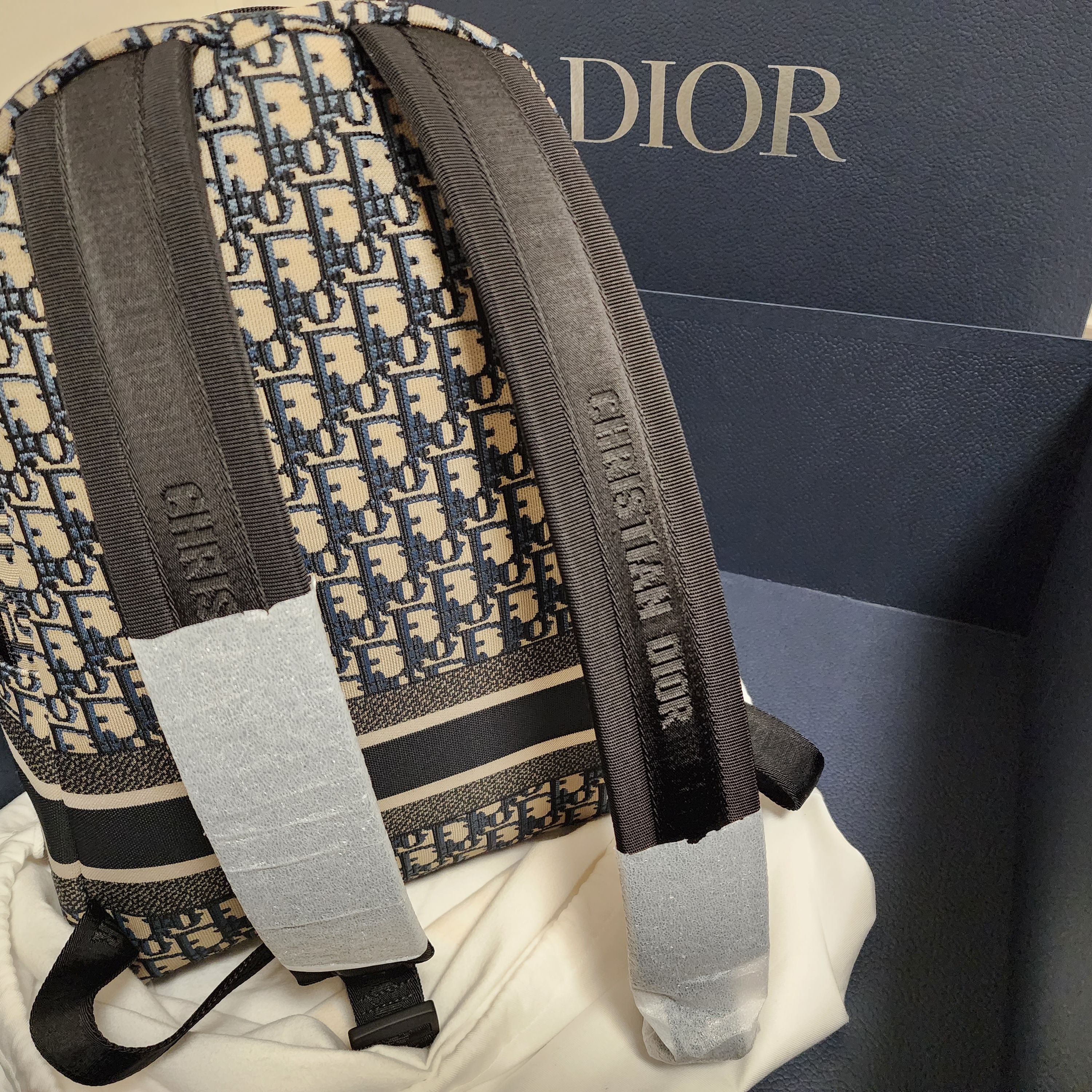 Dior Travel Backpack Blue Dior Oblique Jacquard 착용 스타일 - 2