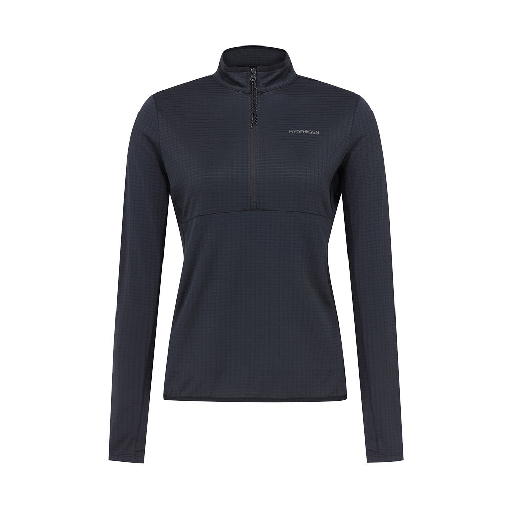 H21D3TR106 HYDROGEN Women's Active Half-Zip Long-Sleeve T-Shirt Black