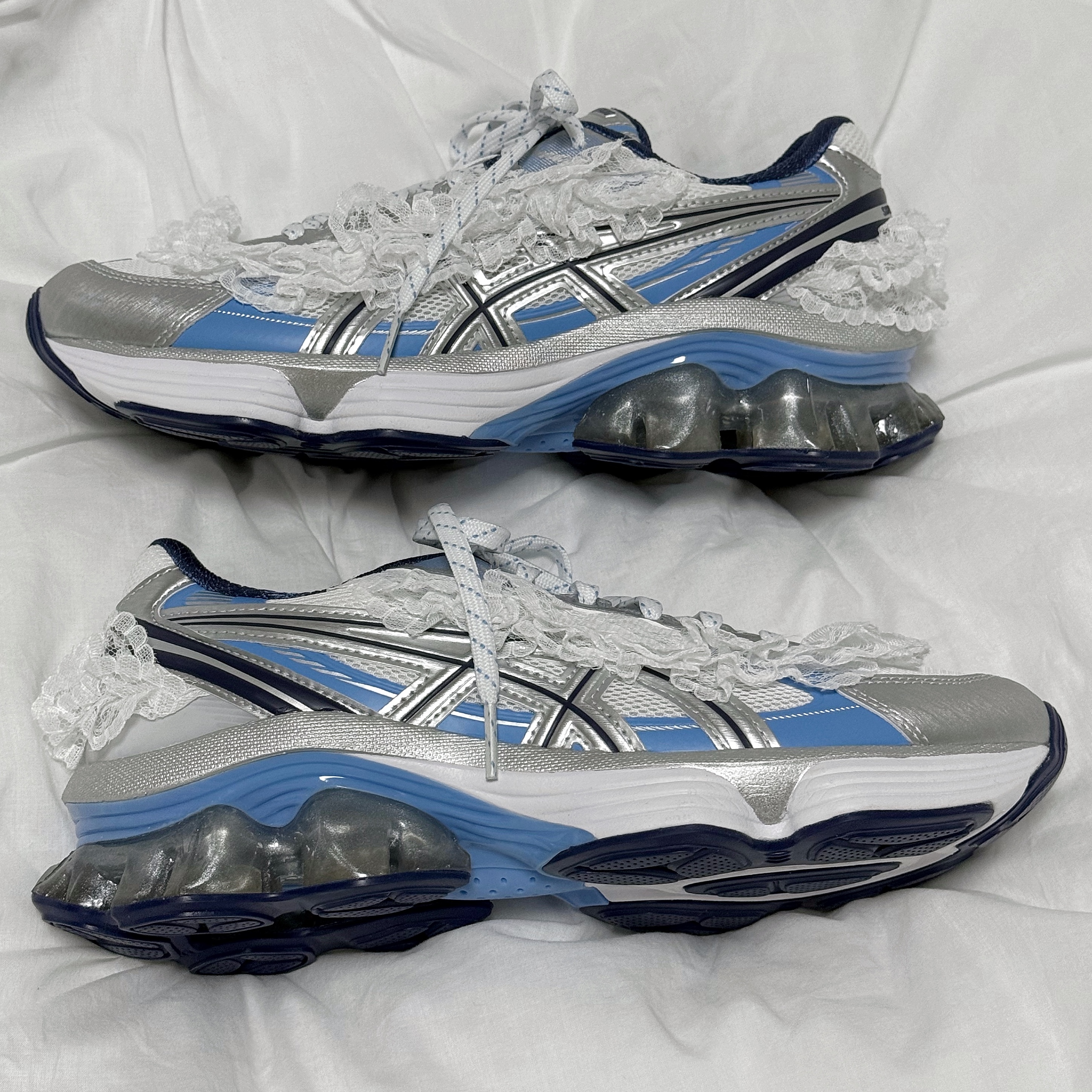 Asics x Shushu Tong Gel-Kinetic Fluent White Dive Blue 착용 스타일 - 1