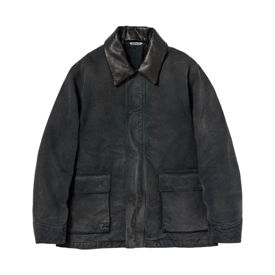 A25AB01CD Auralee Product Dyed Organic Cotton Duck Blouson Faded Black