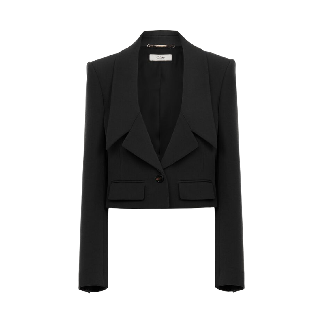 (W) 끌로에 울 개버딘 헤리티지 테일러드 자켓 블랙((W) Chloe Wool Gabardine Heritage Tailored Jacket Black)