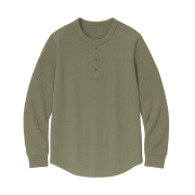 Uniqlo Waffle Henley Neck Long Sleeve T-Shirt Dark Green - KR