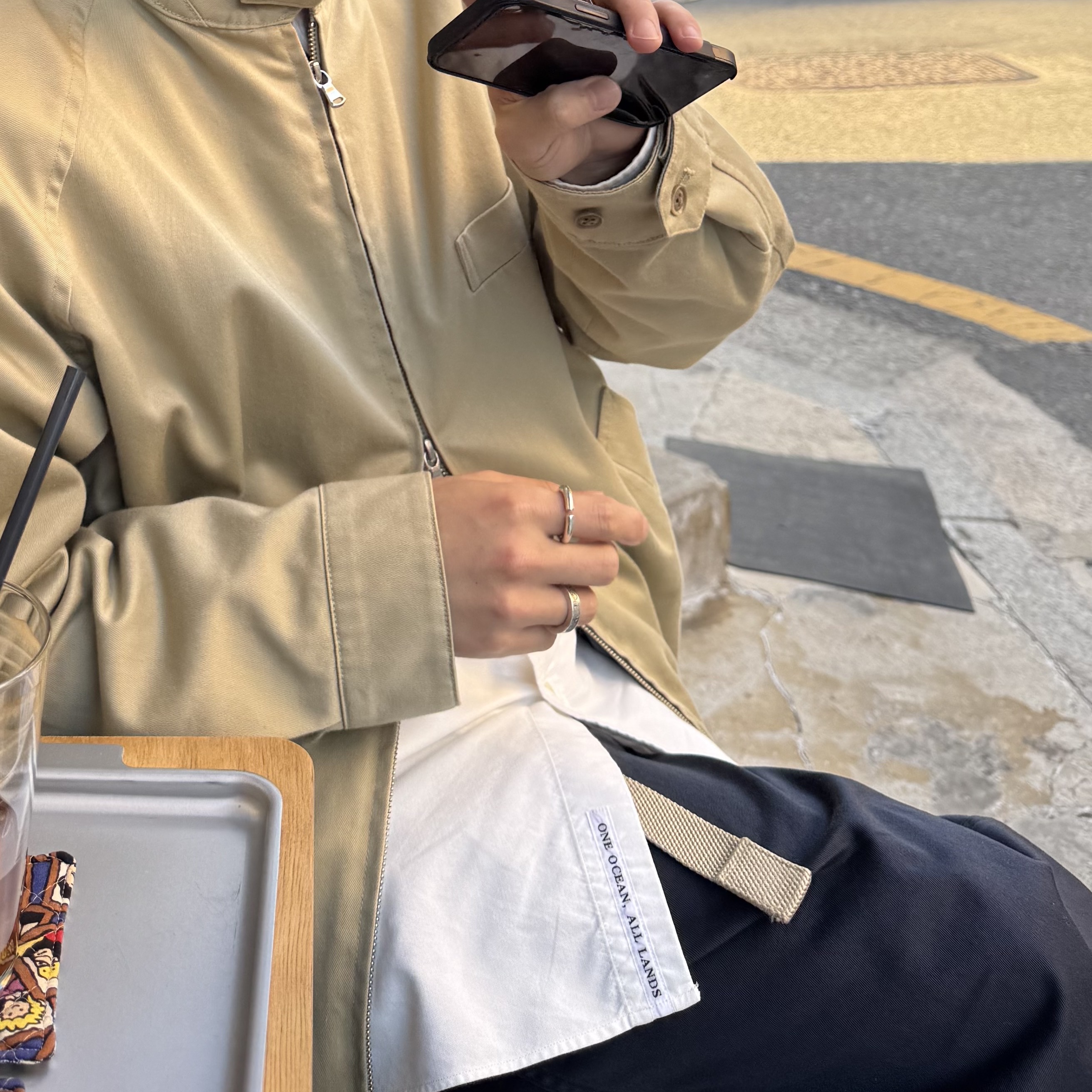 New Balance Made in UK 991 Eastern Species, Nanamica Gore-Tex Infinium Chino Crew Jacket Khaki 착용 스타일 - 2