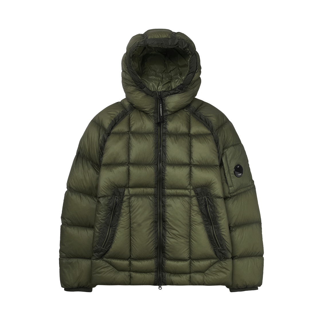 C.P. 컴퍼니 D.D. 쉘 후드 다운 퍼퍼 자켓 캐퍼스 그린 - 25FW(C.P. Company D.D. Shell Hooded Down Puffer Jacket Capers Green - 25FW)