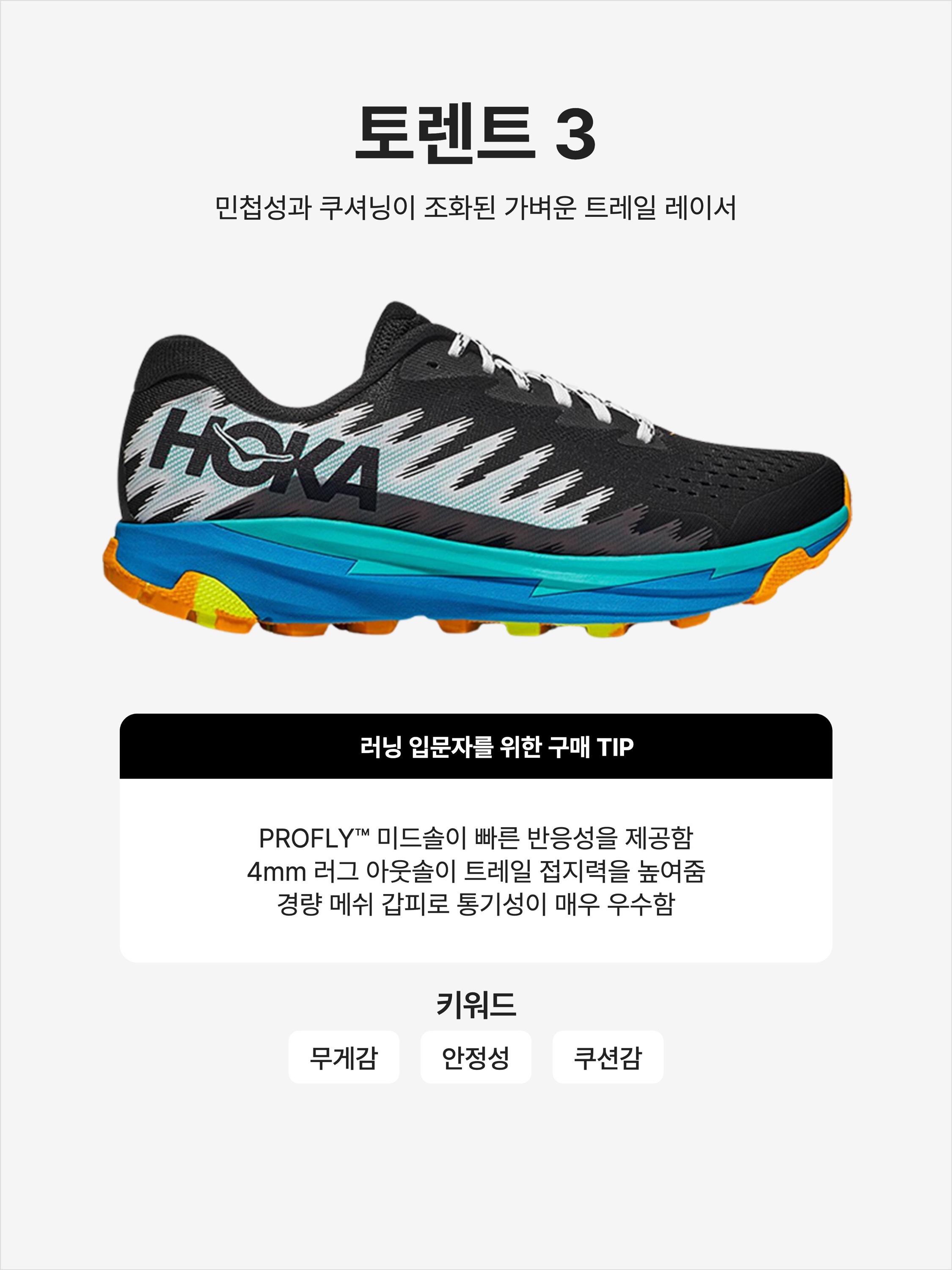 Hoka Torrent 3 Black Diva Blue, Hoka Torrent 3 Castlerock Sherbet 착용 스타일 - 1