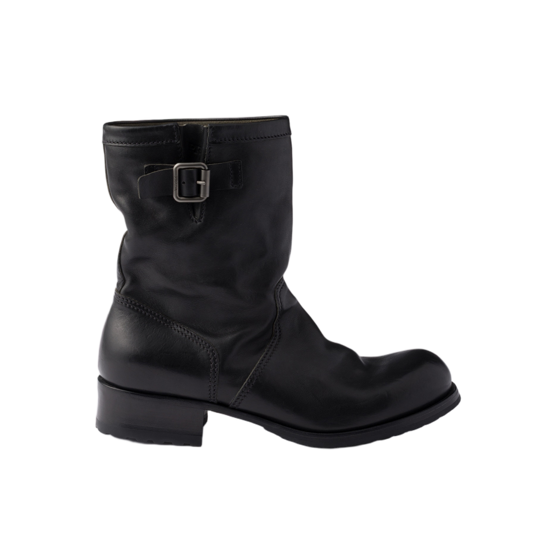 2UG013-V69-F0002 Prada Leather Mid Calf Boots Black
