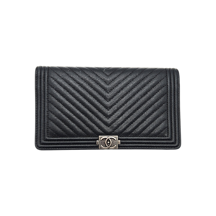 ITBDTHE5TKIC Chanel Caviar Chevron Boy Long Wallet