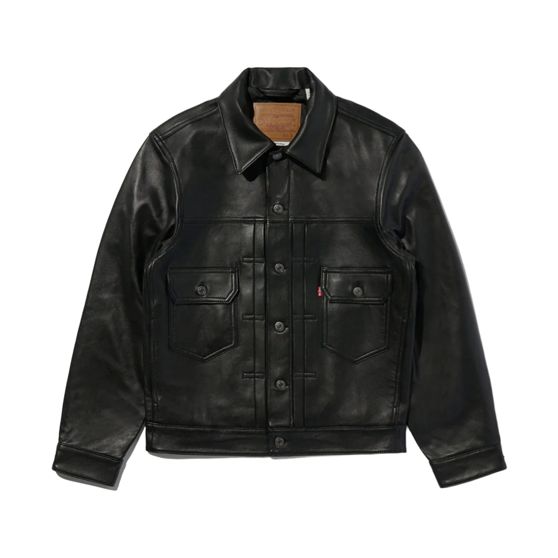 리바이스 프리미엄 타입 2 트러커 레더 자켓 블랙