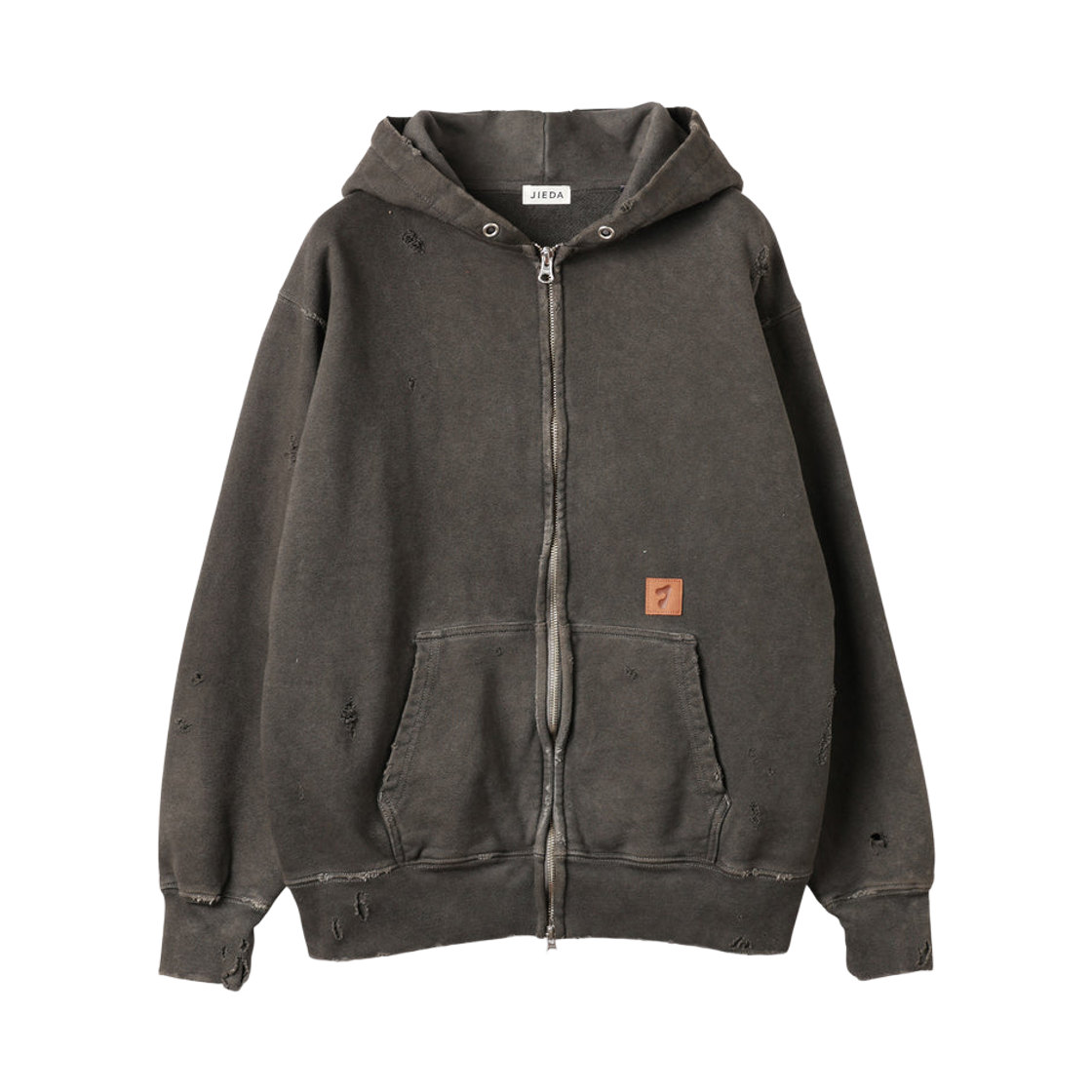 지에다 버지니아 데미지 집 파카 블랙(Jieda Virginia Damage Zip Parka Black)