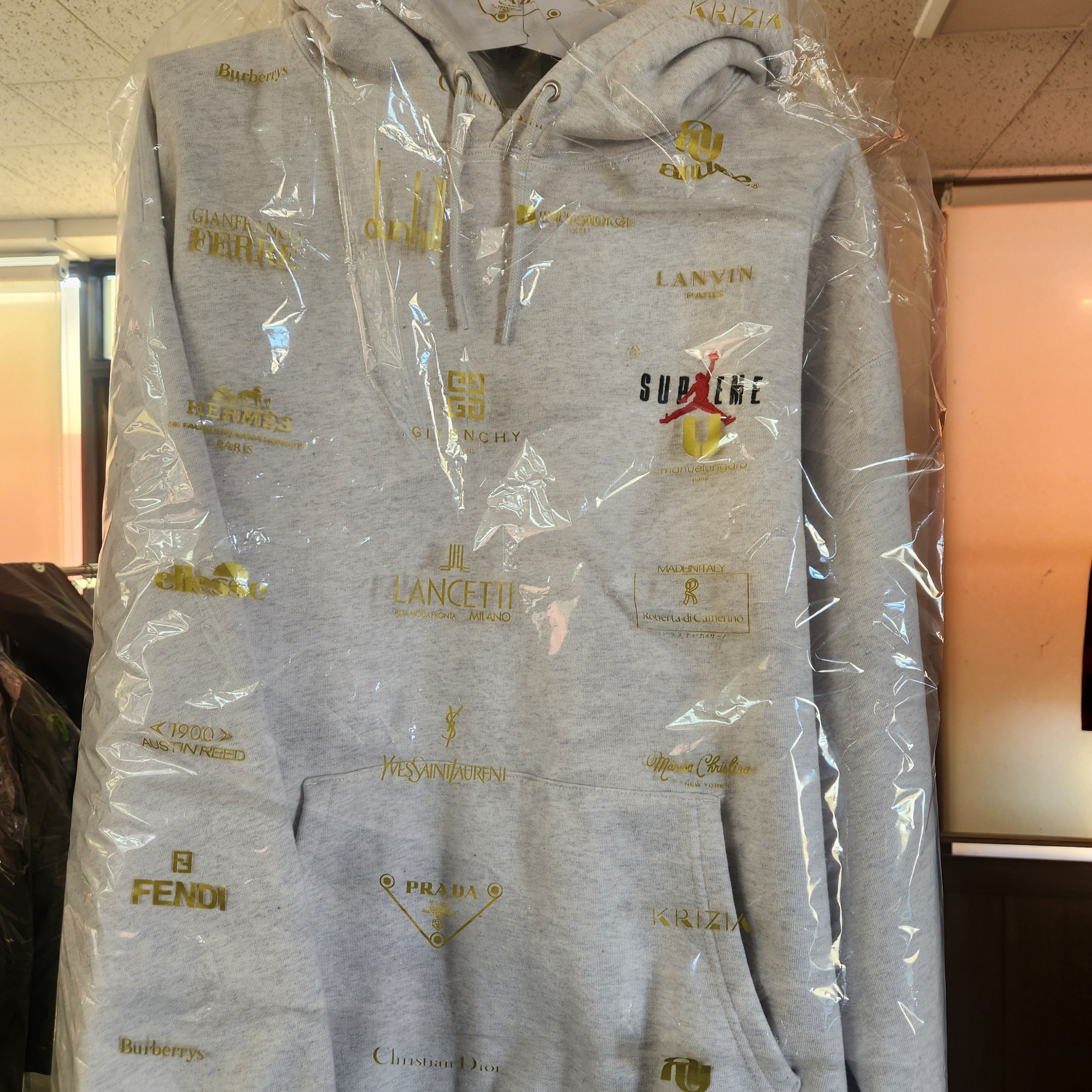 Supreme x Jordan Hooded Sweatshirt Ash Grey - 24FW 착용 스타일 - 1