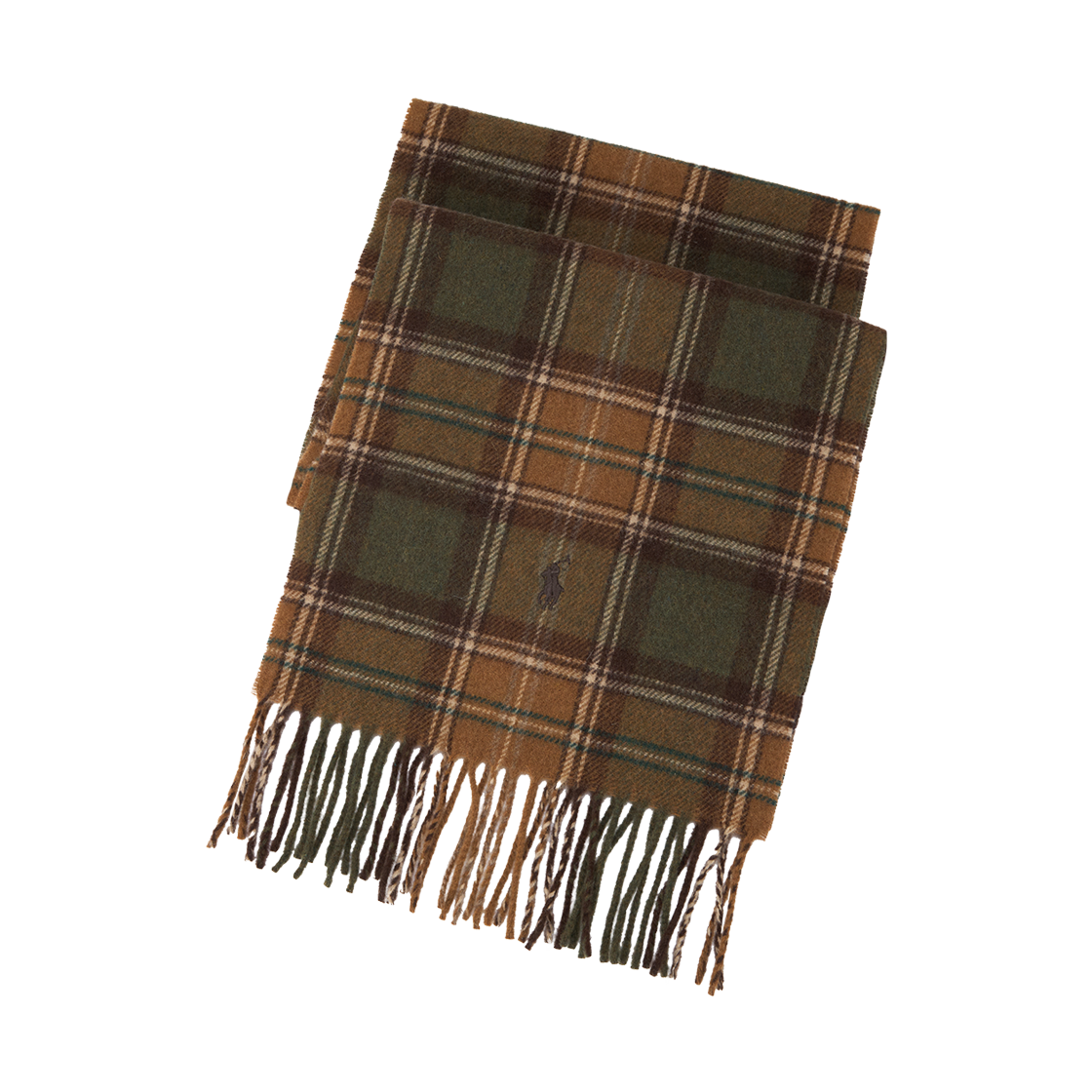 [10%적립] 폴로 랄프 로렌 플래드 프린지 울 스카프 브라운 멀티 - 26SS([10%적립] Polo Ralph Lauren Plaid Fringe Wool Scarf Brown Multi - 26SS)
