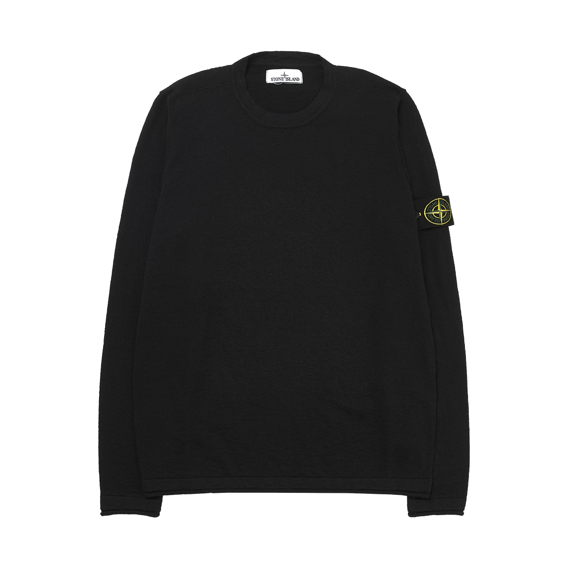 K1S1551000-52S00B0-V0029 Stone Island 5100052 Organic Cotton with Nylon Crewneck Sweater with Small Roll Details Black - 25SS