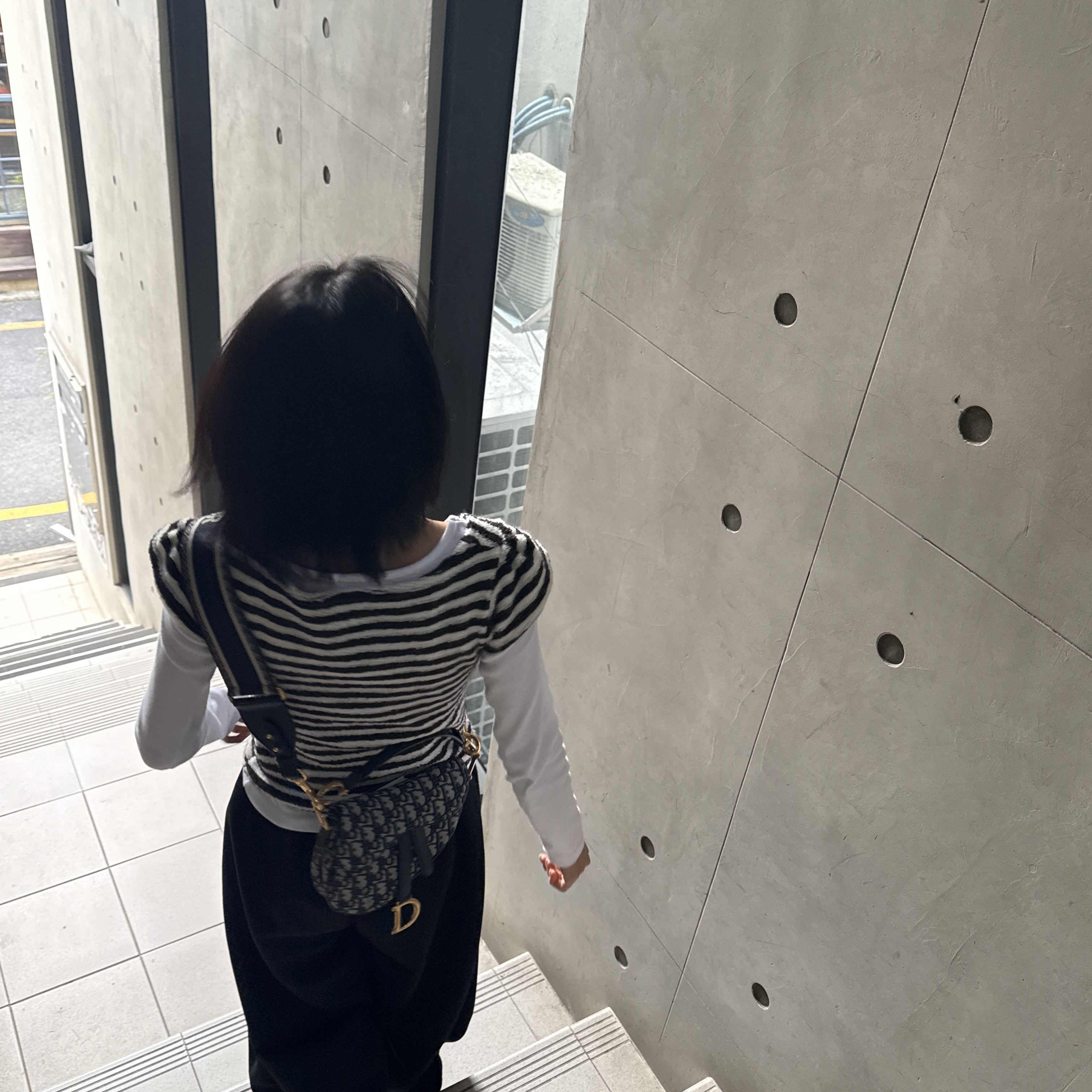 Dior Mini Saddle Bag with Strap Blue Dior Oblique Jacquard, Dior Shoulder Strap with Ring Black Christian Dior Embroidery 착용 스타일 - 1