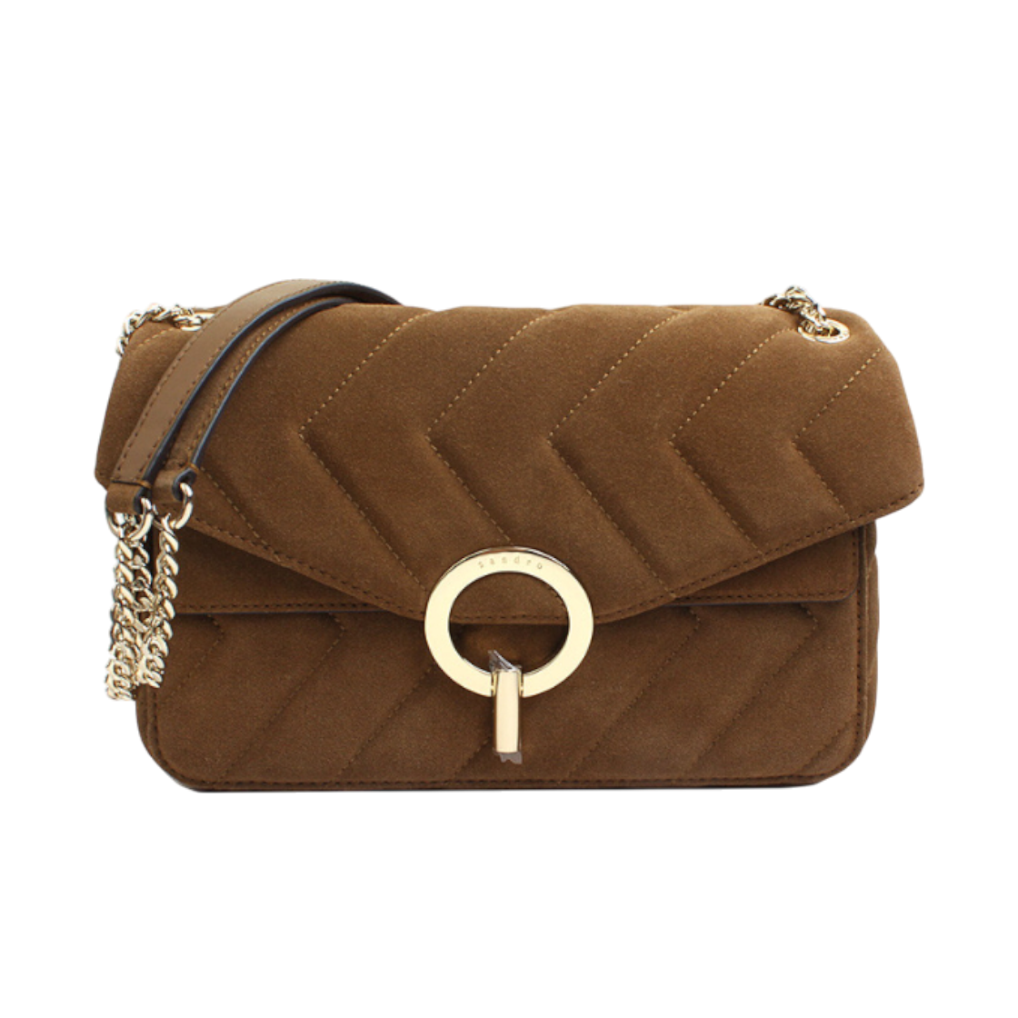 산드로 브라운 마틀라세 금장 크로스 겸 숄더백(Sandro Brown Matelasse Gold Hardware Crossbody and Shoulder Bag)