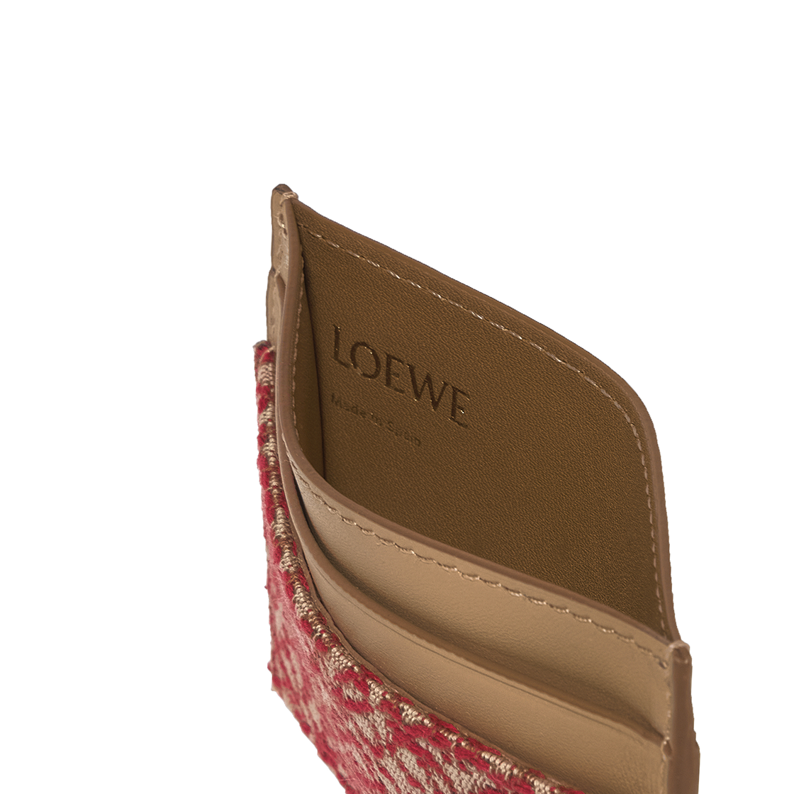 로에베 플레인 자카드 카프스킨 카드 홀더 레드(Loewe Plain Card Holder in Jacquard and Calfskin Red) - 5