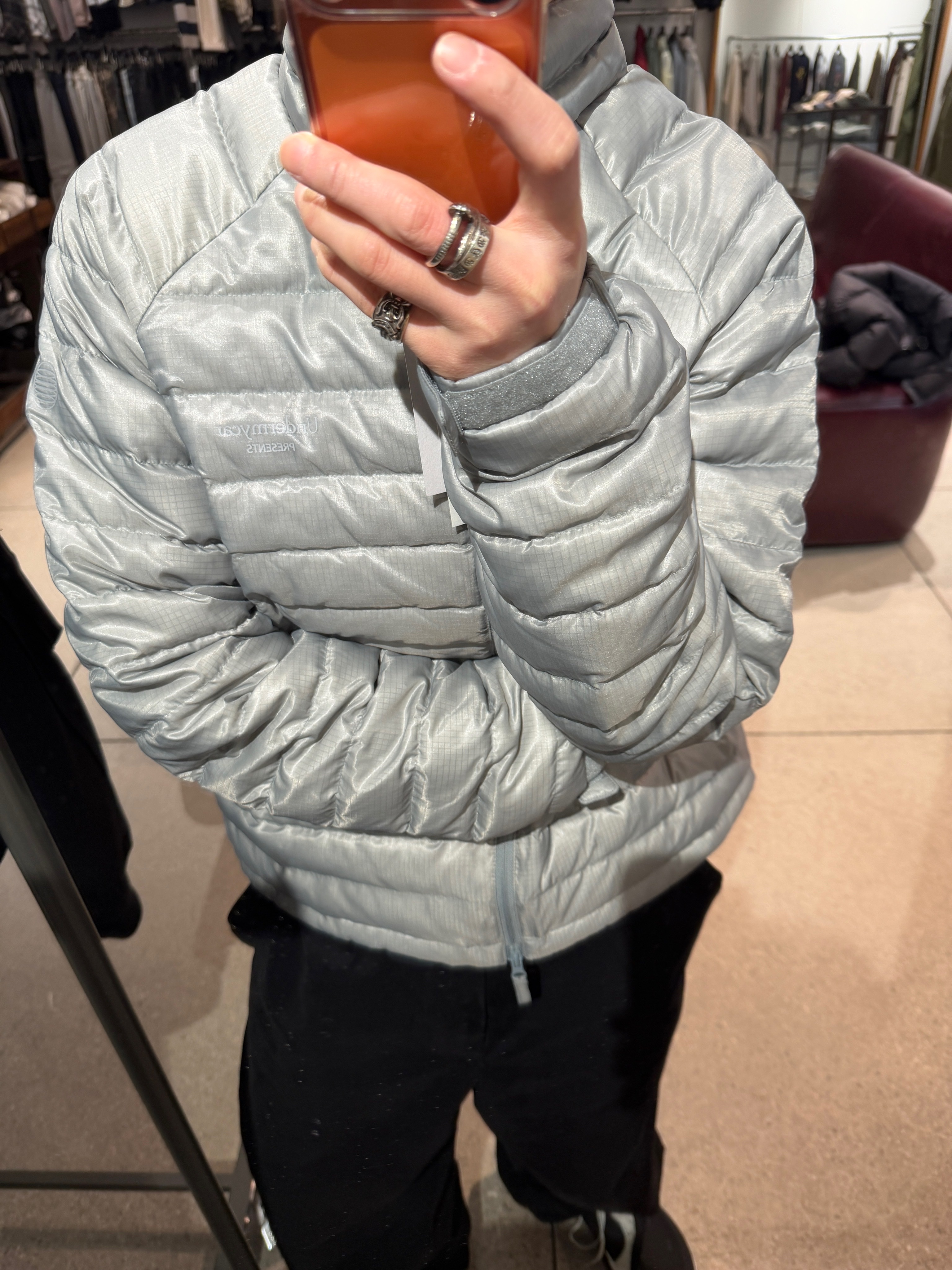 Undermycar Mu.150 Combi Basic Light Down Jacket Pastel Blue, Undermycar Mu.150 Combi Basic Light Down Jacket Silver 착용 스타일 - 4