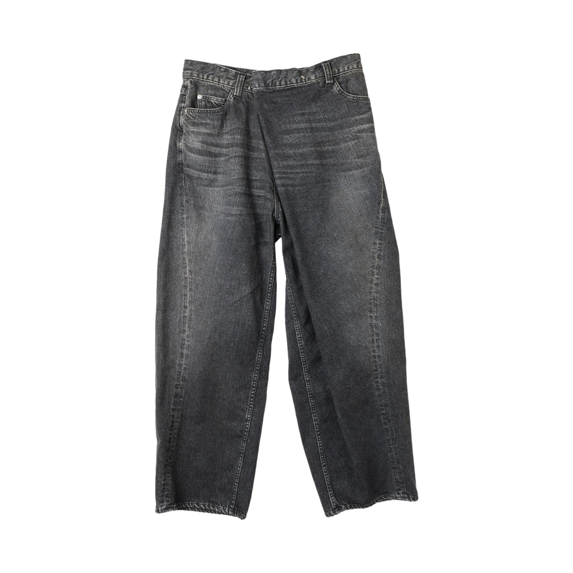 지에다 오버 랩 데님 팬츠 블랙(Jieda Over Wrap Denim Pants Black) - 1