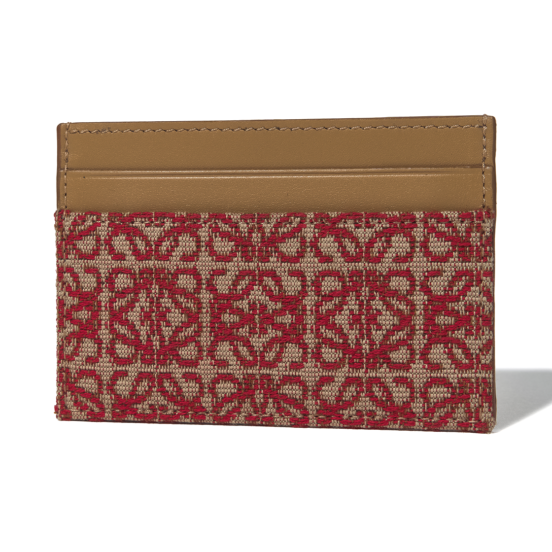 로에베 플레인 자카드 카프스킨 카드 홀더 레드(Loewe Plain Card Holder in Jacquard and Calfskin Red) - 3