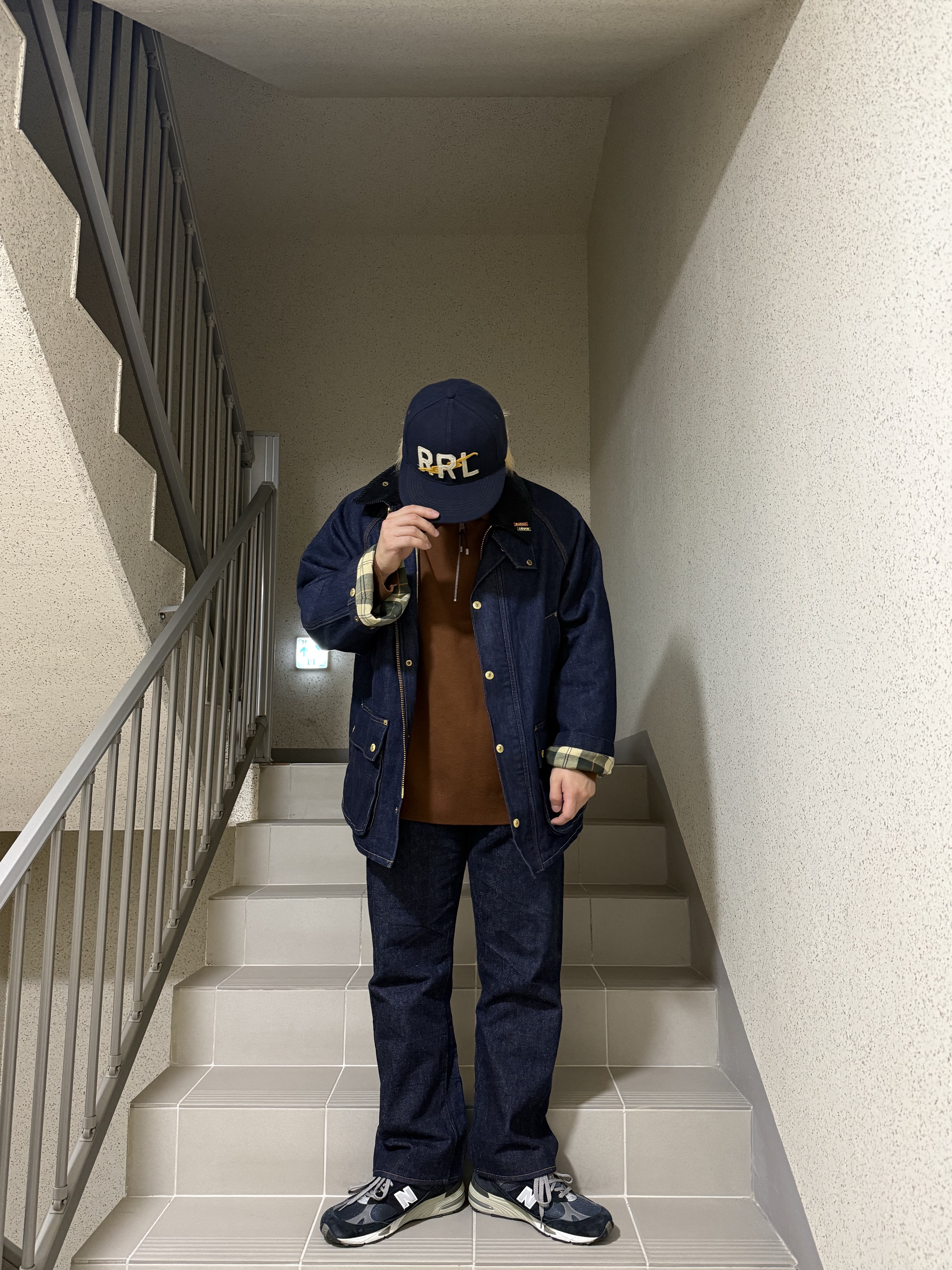 New Balance 991 Made in UK Navy 착용 스타일 - 4