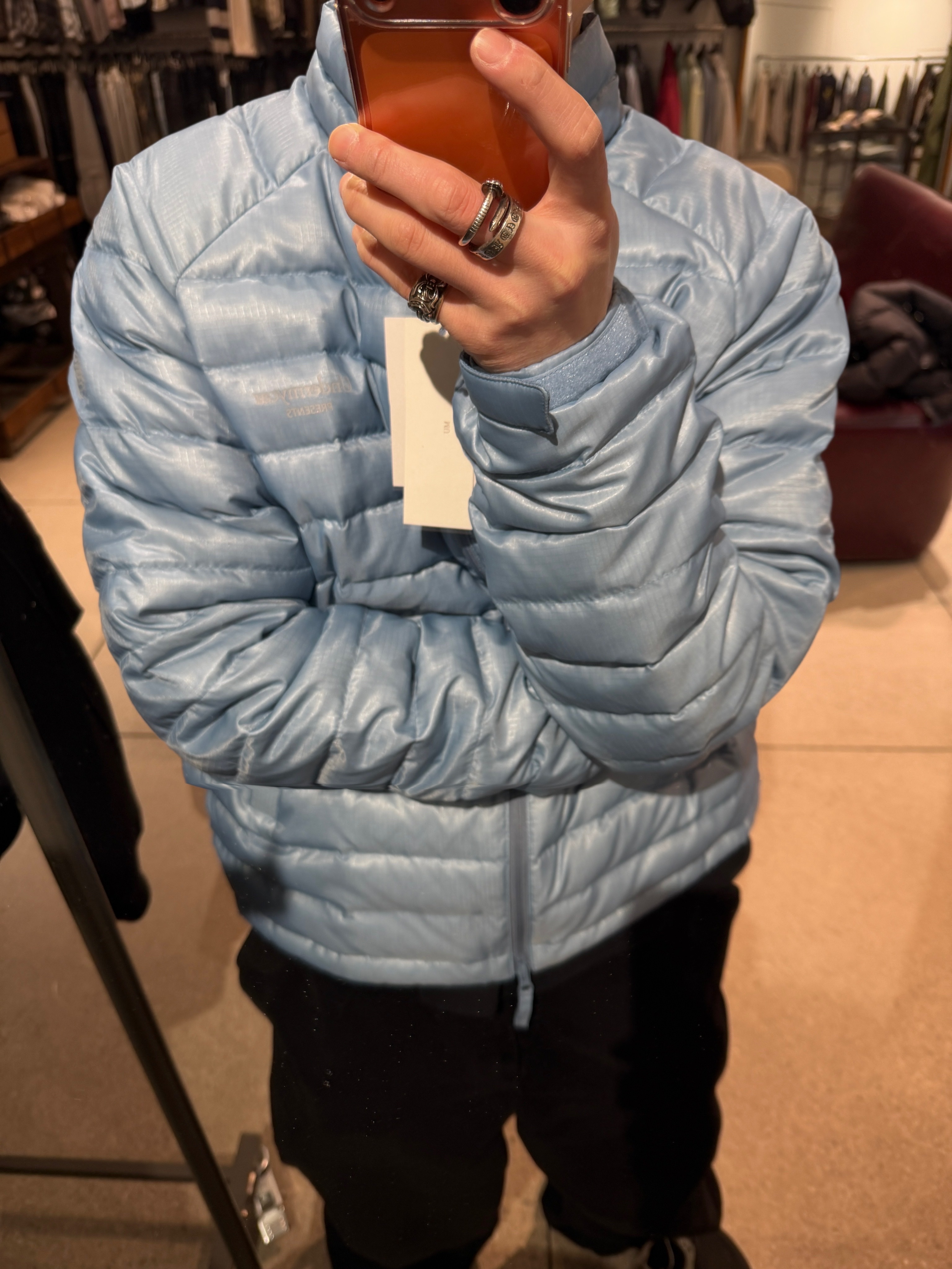 Undermycar Mu.150 Combi Basic Light Down Jacket Pastel Blue, Undermycar Mu.150 Combi Basic Light Down Jacket Silver 착용 스타일 - 2