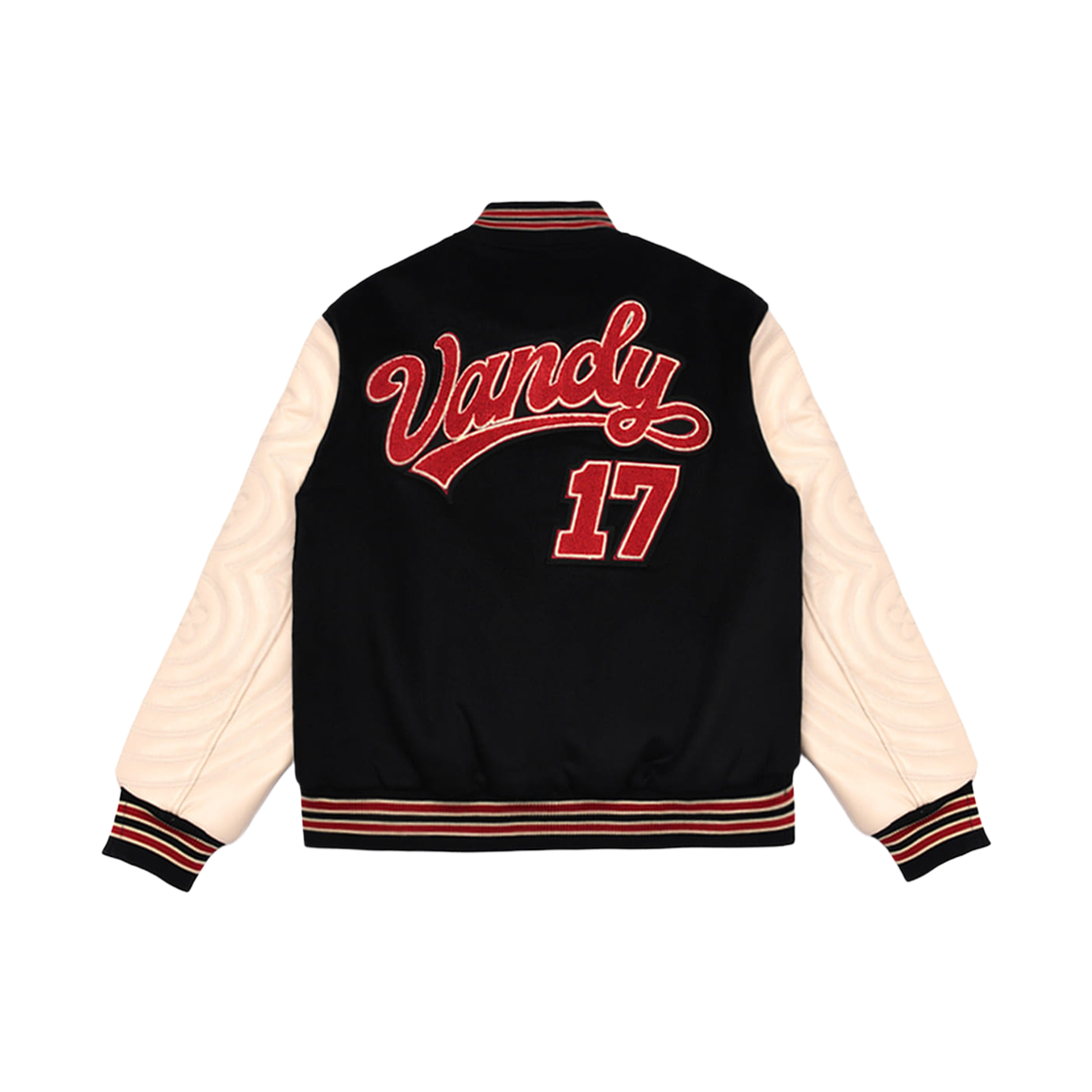 - Vandy The Pink Puff Sleeve Varsity Jacket Red