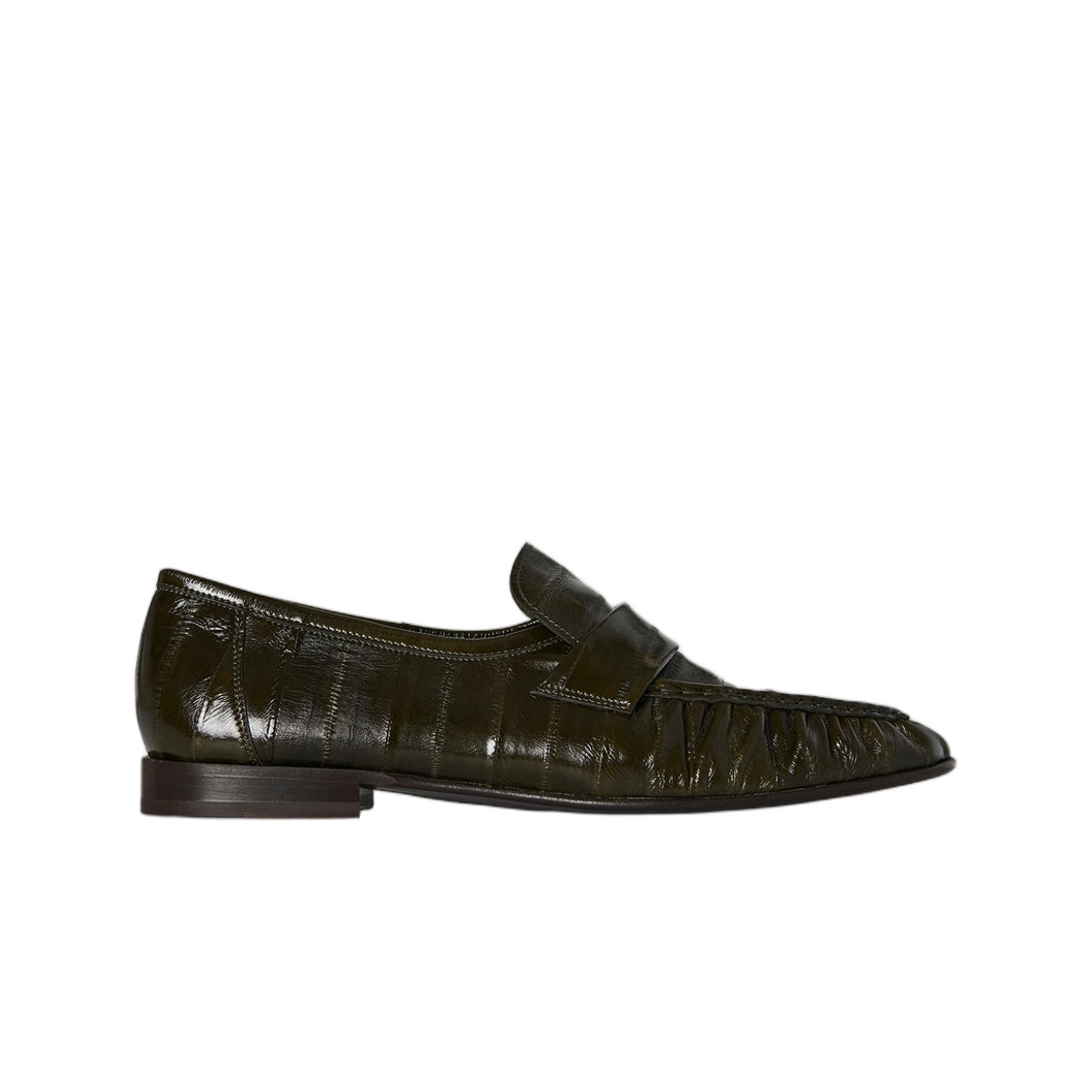 F2018E17OLI The Row Soft Loafer in Eel Skin Olive