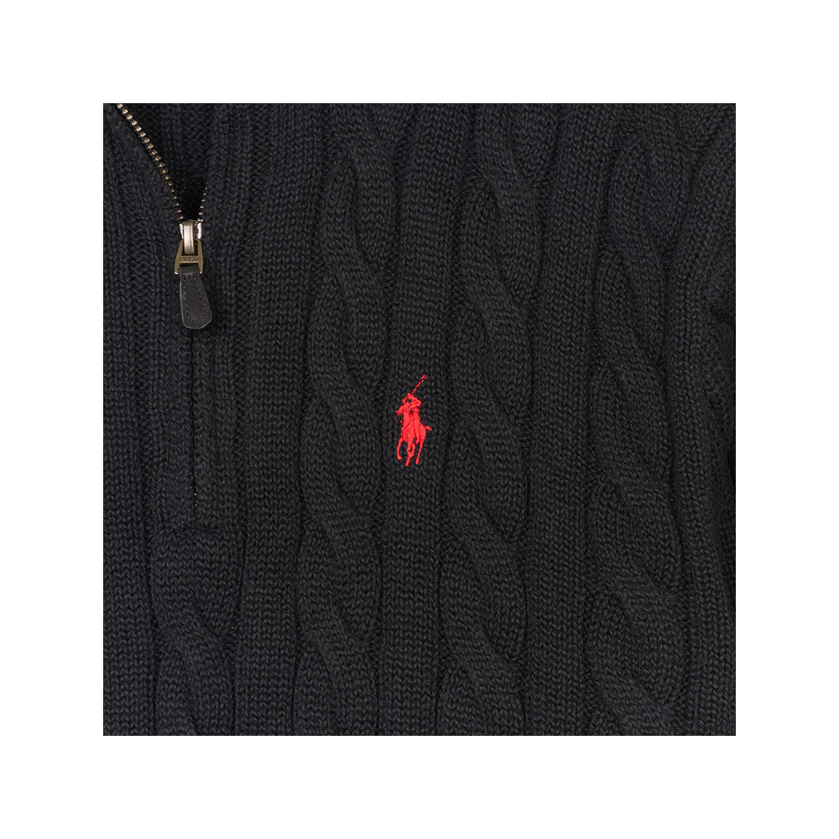 [10%적립] 폴로 랄프 로렌 케이블 니트 코튼 쿼터 지퍼 스웨터 폴로 블랙 - 26SS([10%적립] Polo Ralph Lauren Cable Knit Cotton Quarter Zip Sweater Polo Black - 26SS) - 4