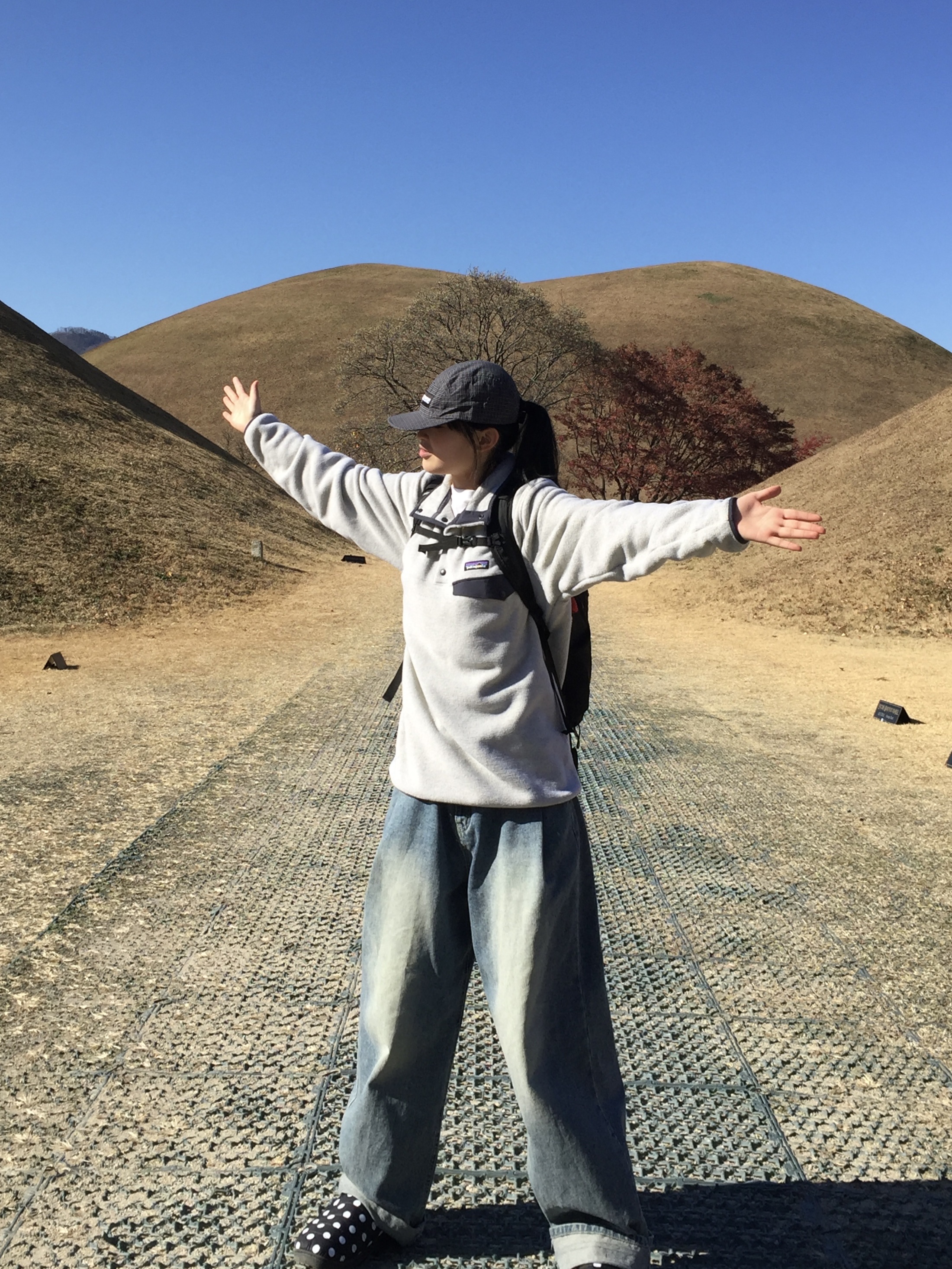 Patagonia Lightweight Synchilla Snap-T Fleece Pullover Oatmeal Heather/Smolder Blue/New Navy, Subu Permanent F-Line Dots 착용 스타일 - 2
