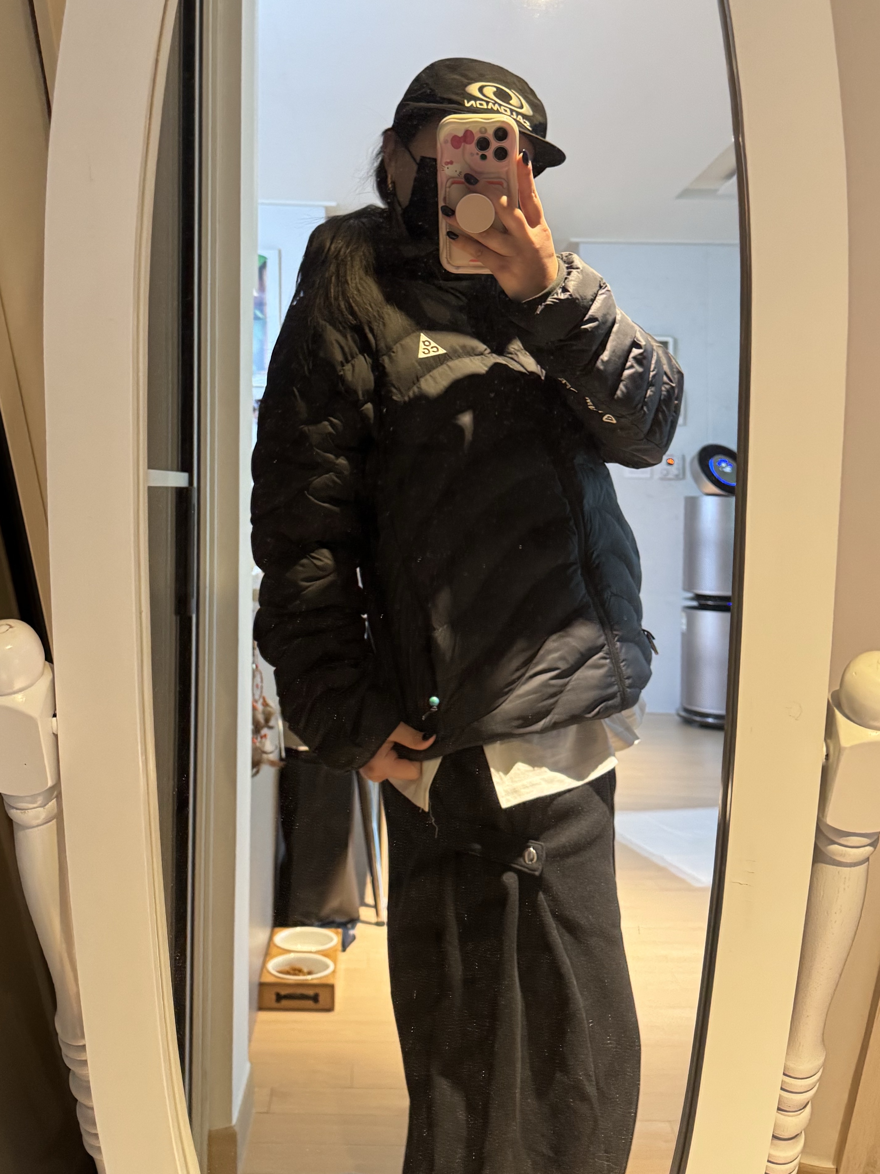 Nike ACG Lava Flow Therma-Fit ADV Jacket Black Summit White - Asia, Salomon Link 6 Panel Cap Black 착용 스타일 - 2