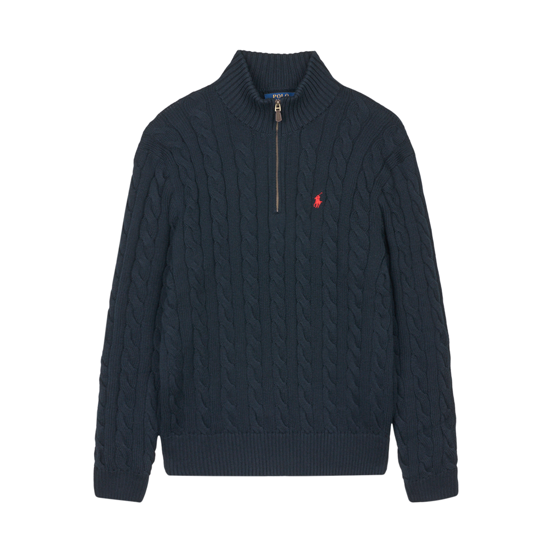 KM6AKNPRL101NY [10%적립] Polo Ralph Lauren Cable Knit Cotton Quarter Zip Sweater Hunter Navy - 26SS