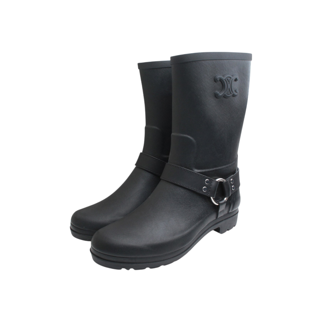 ITGAW6TV5UO2 Celine Black Blason Biker Boots Size 38