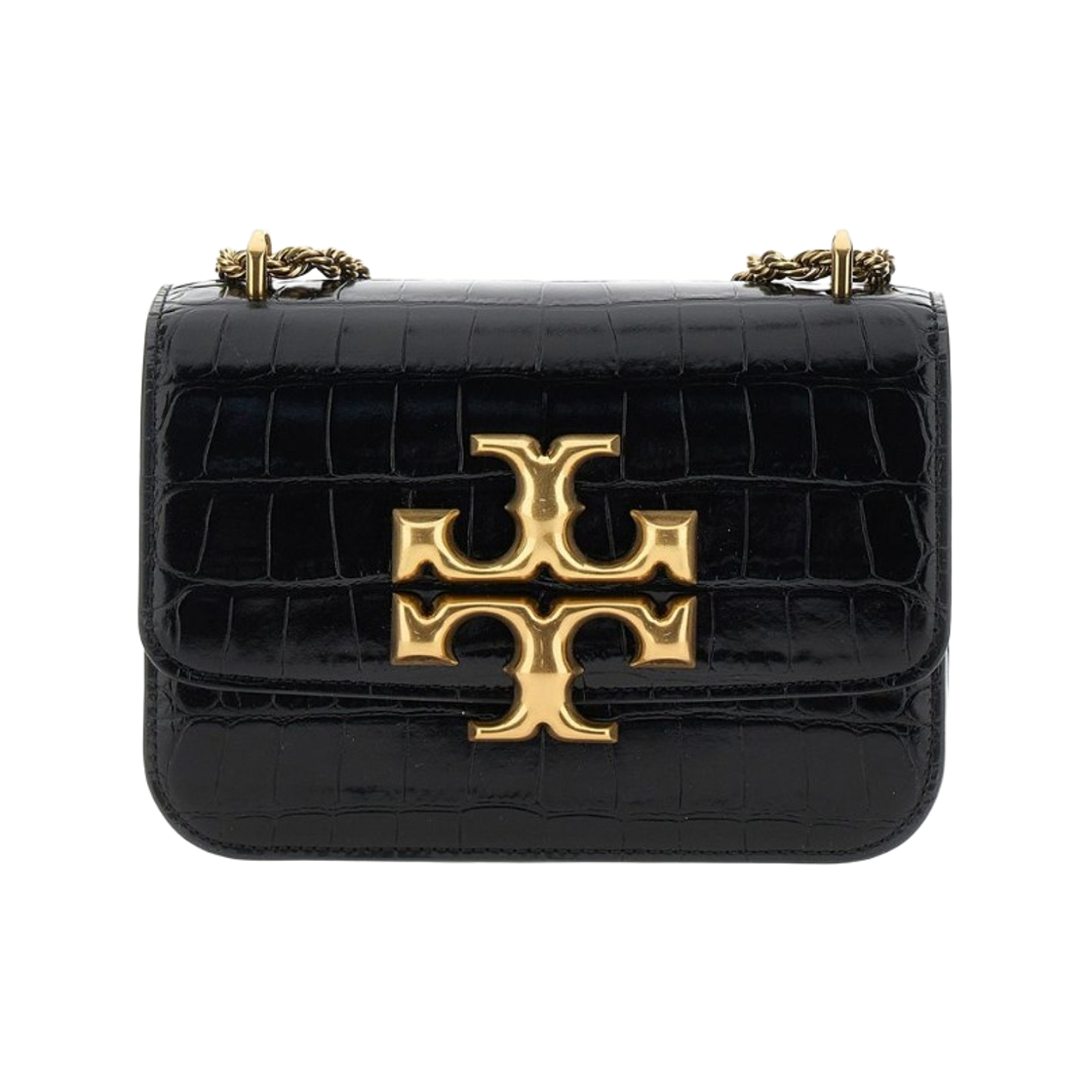 77044-890 Tory Burch Eleanor Embroidered Convertible Shoulder Bag Black Gold