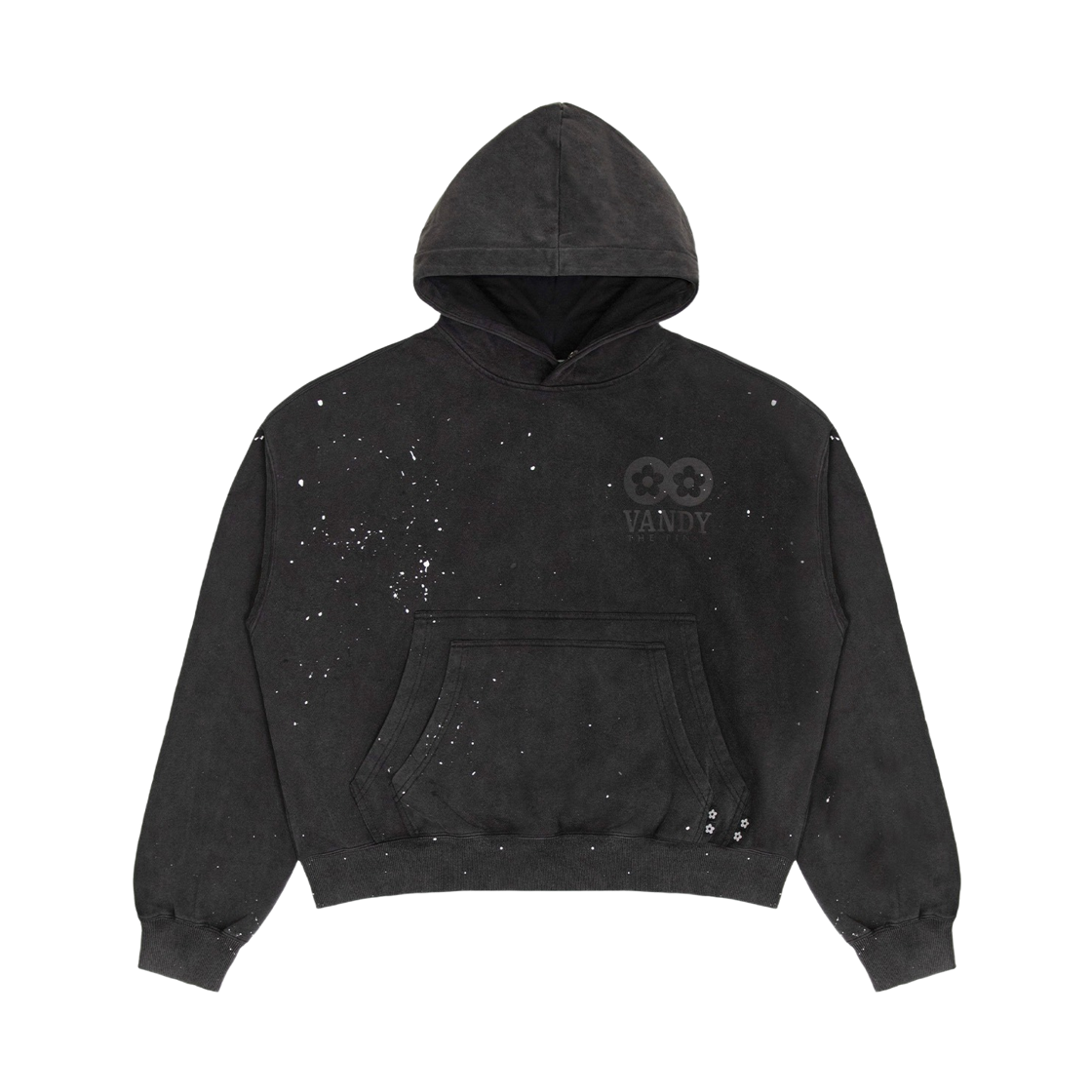 반디 더 핑크 페인트 스플래터 플라워 후드 워시드 블랙(Vandy The Pink Paint Splatter Flower Hoodie Washed Black)