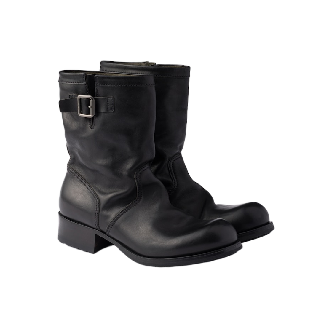 프라다 레더 미드 카프 부츠 블랙(Prada Leather Mid Calf Boots Black) - 2