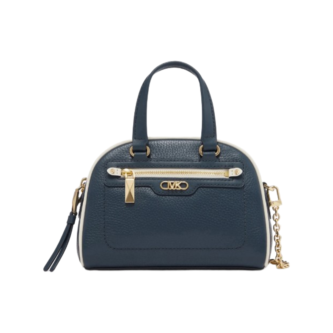 32F3G6WC1L407 Michael Kors Williamsburg Small Pebbled Leather Satchel Navy Blue