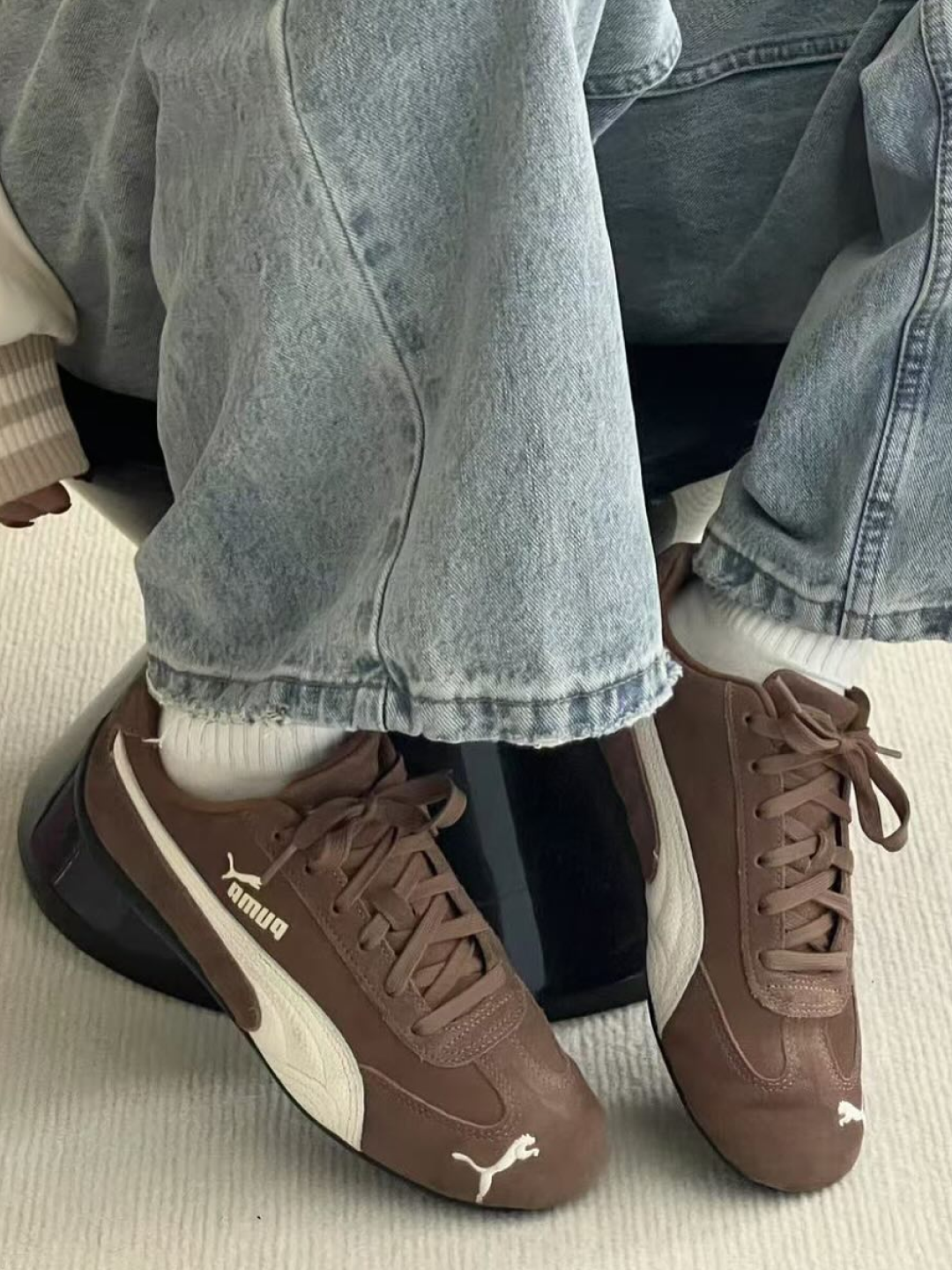 (W) Nike Air Force 1 '07 Cacao Wow, Fila Echappe Choco 착용 스타일 - 3