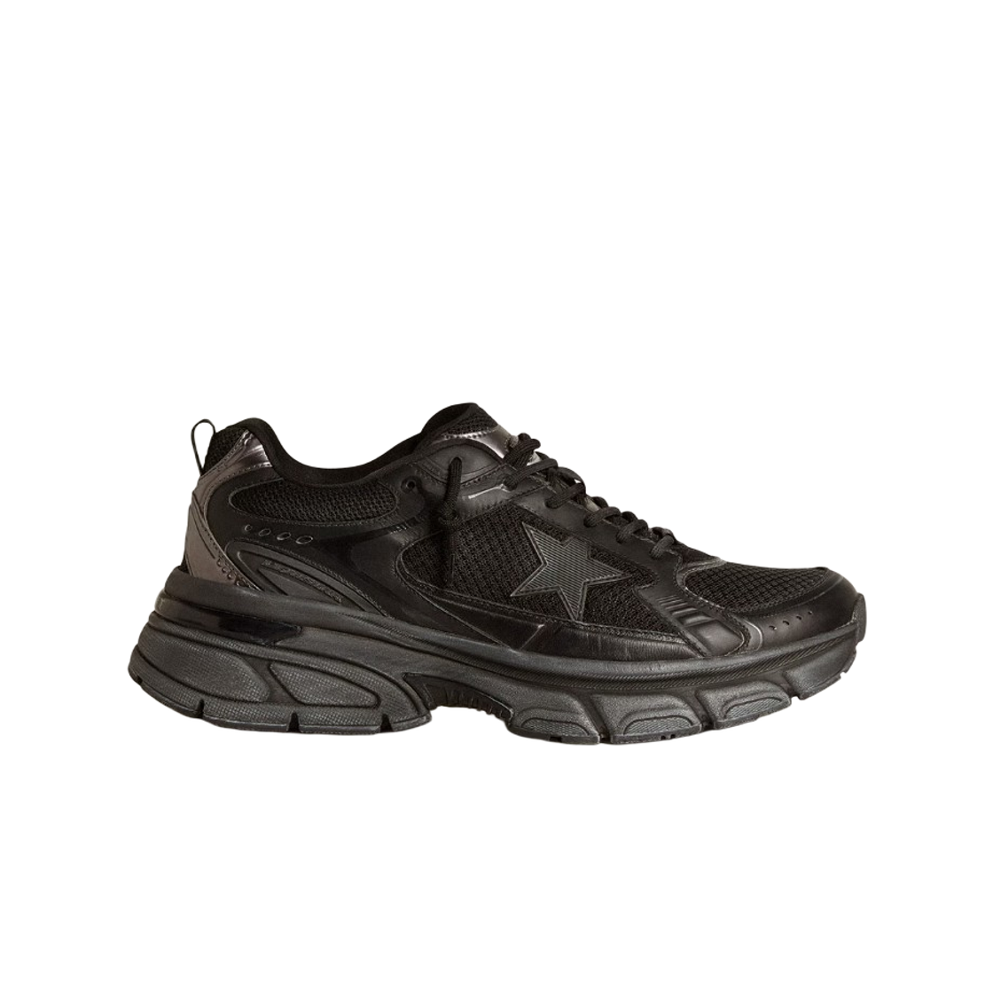 GMF00724-F006473-90100 Golden Goose Lightstar with Leather and Mesh Upper and Star Black