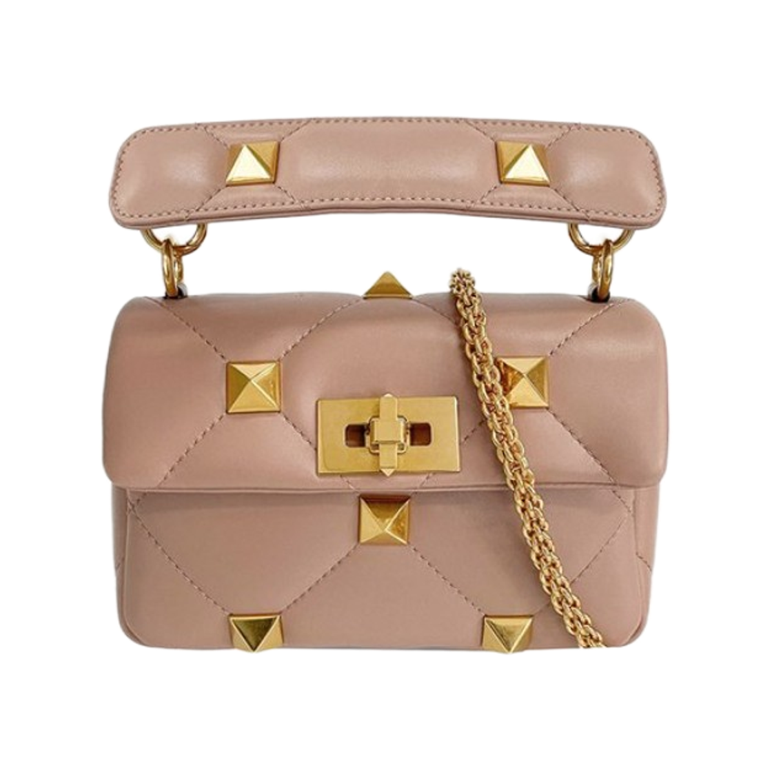 B0L04BSFGF9 Valentino Roman Stud Tote Bag Rose Cannelle
