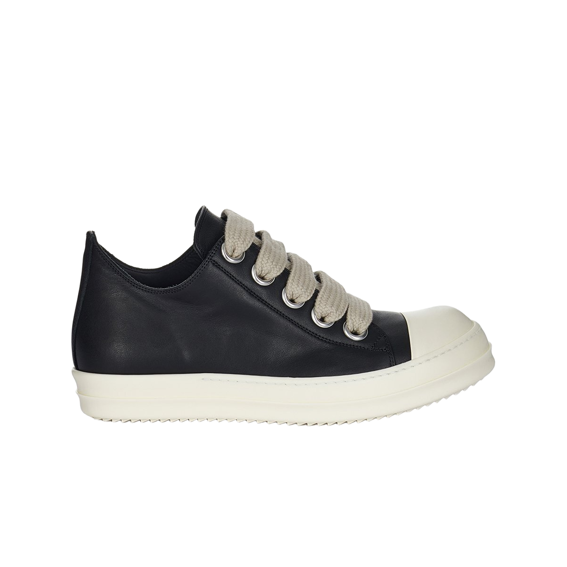 RU02E1893LCOW2-911 Rick Owens Concordians Jumbolace Low Sneakers Black Milk