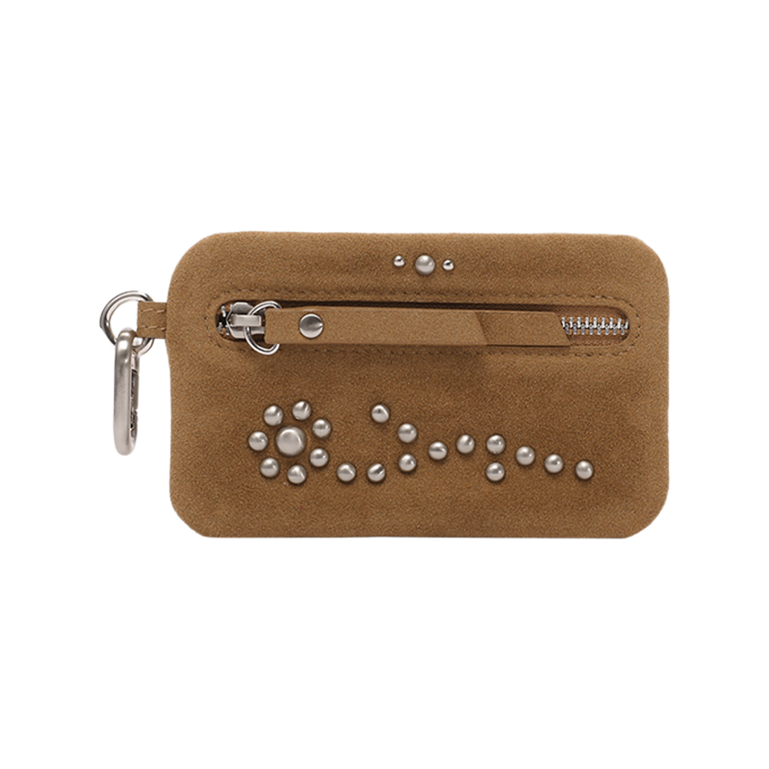 1150008 FINDKAPOOR Flower Stud Flat Pouch  Suede Camel