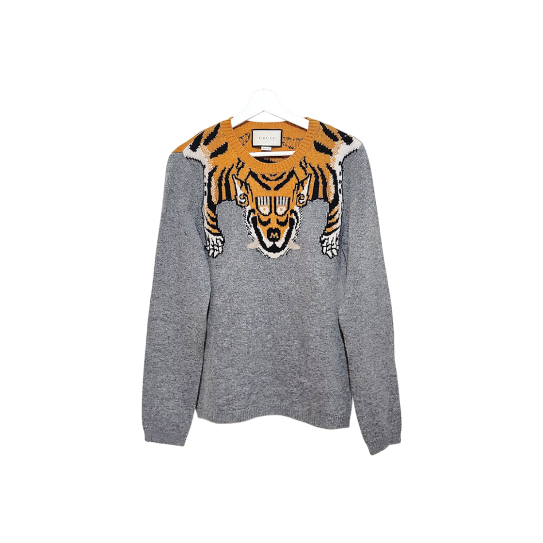 ITENLN96PL3B Gucci Tiger Intarsia Knit Long Sleeve Sweater L187992