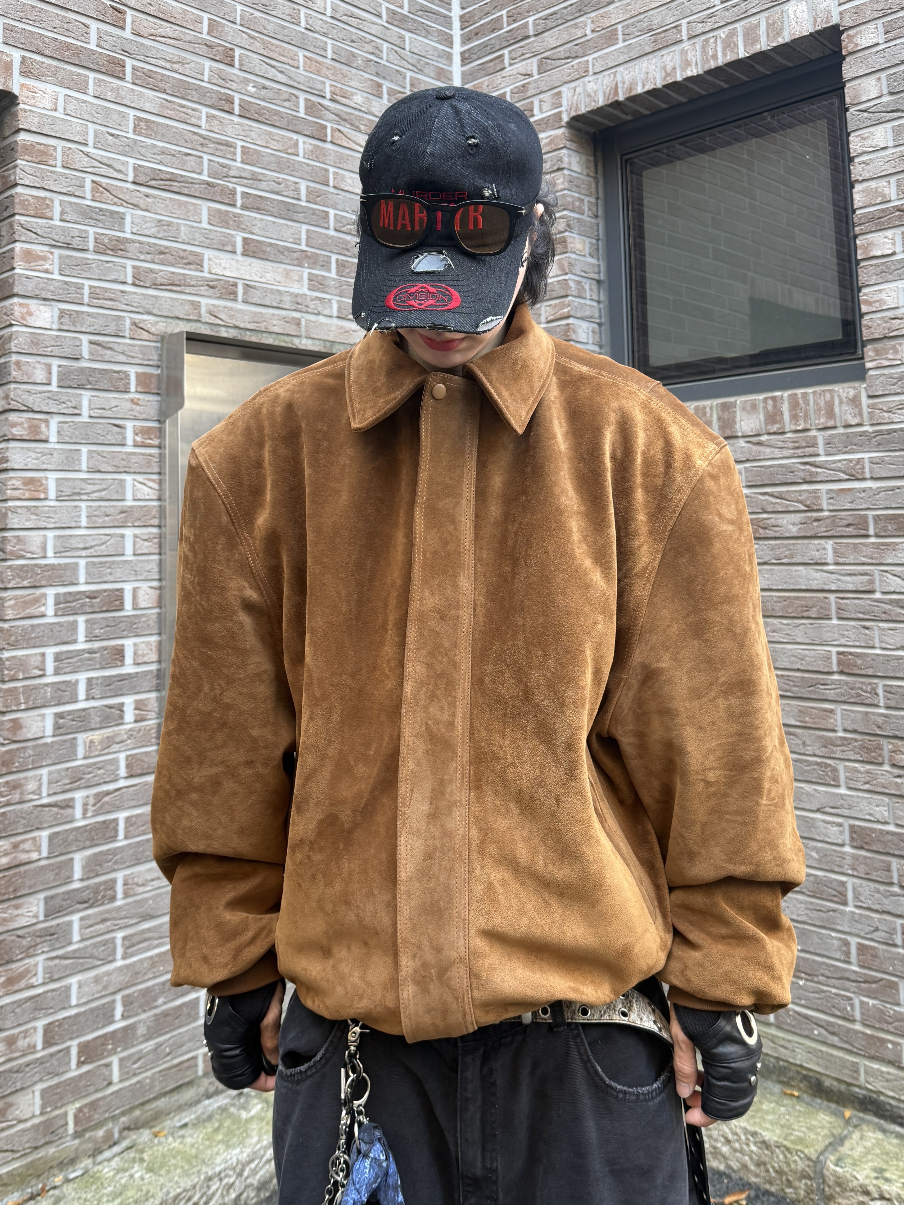 MJD x Kamien Double Hole Belt Oak Brown, Balenciaga Stomper Bootie Black 착용 스타일 - 5
