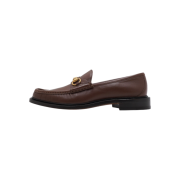 Gucci Brown Leather Gold Horsebit Men's Loafers