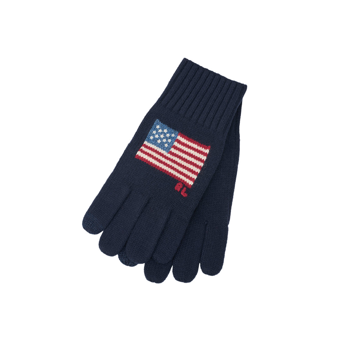 KM6AGV1RL110NY Polo Ralph Lauren Flag Intarsia Wool Blend Touch Gloves Collection Navy - 26SS