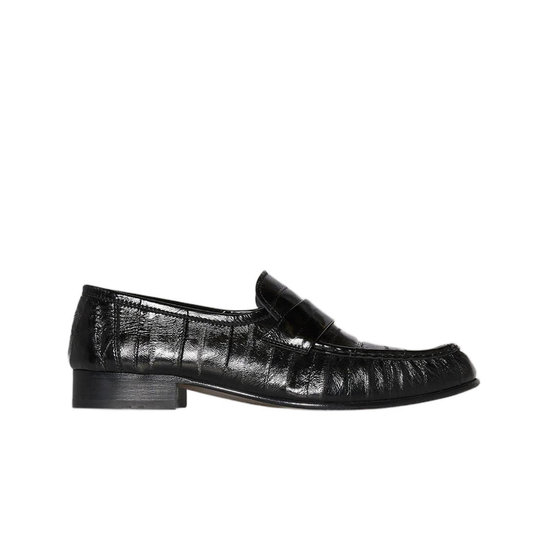 F2018E17BLK The Row Soft Loafer in Eel Skin Black